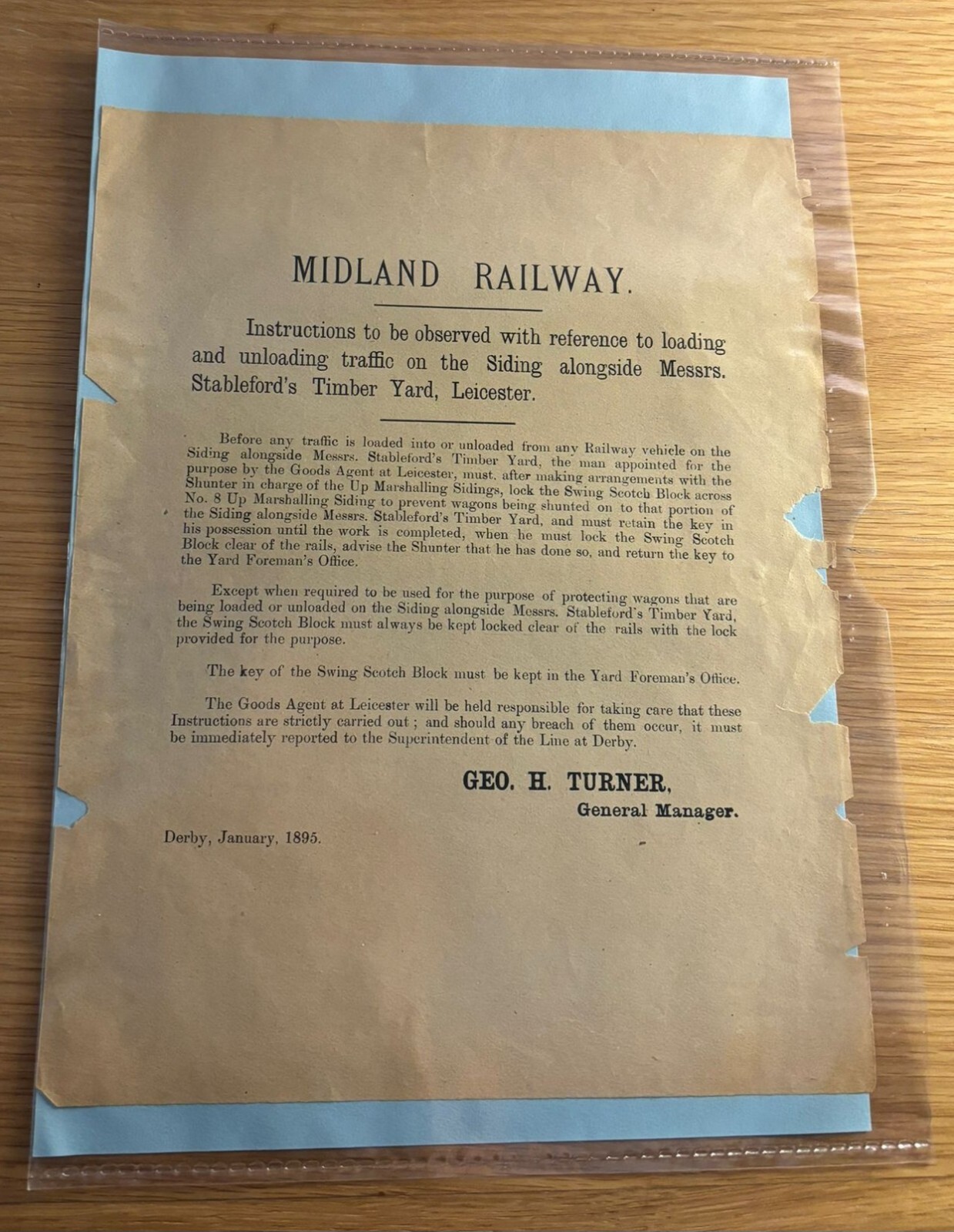 MIDLAND RAILWAY 1895 Leicester Stableford Timber Yard Sidings Load Instructions