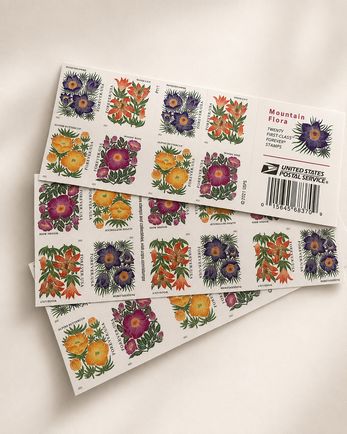 100 USPS Scott #5673-5676 Mountain Flora Forever Stamps Postage 5 Sheets MNH