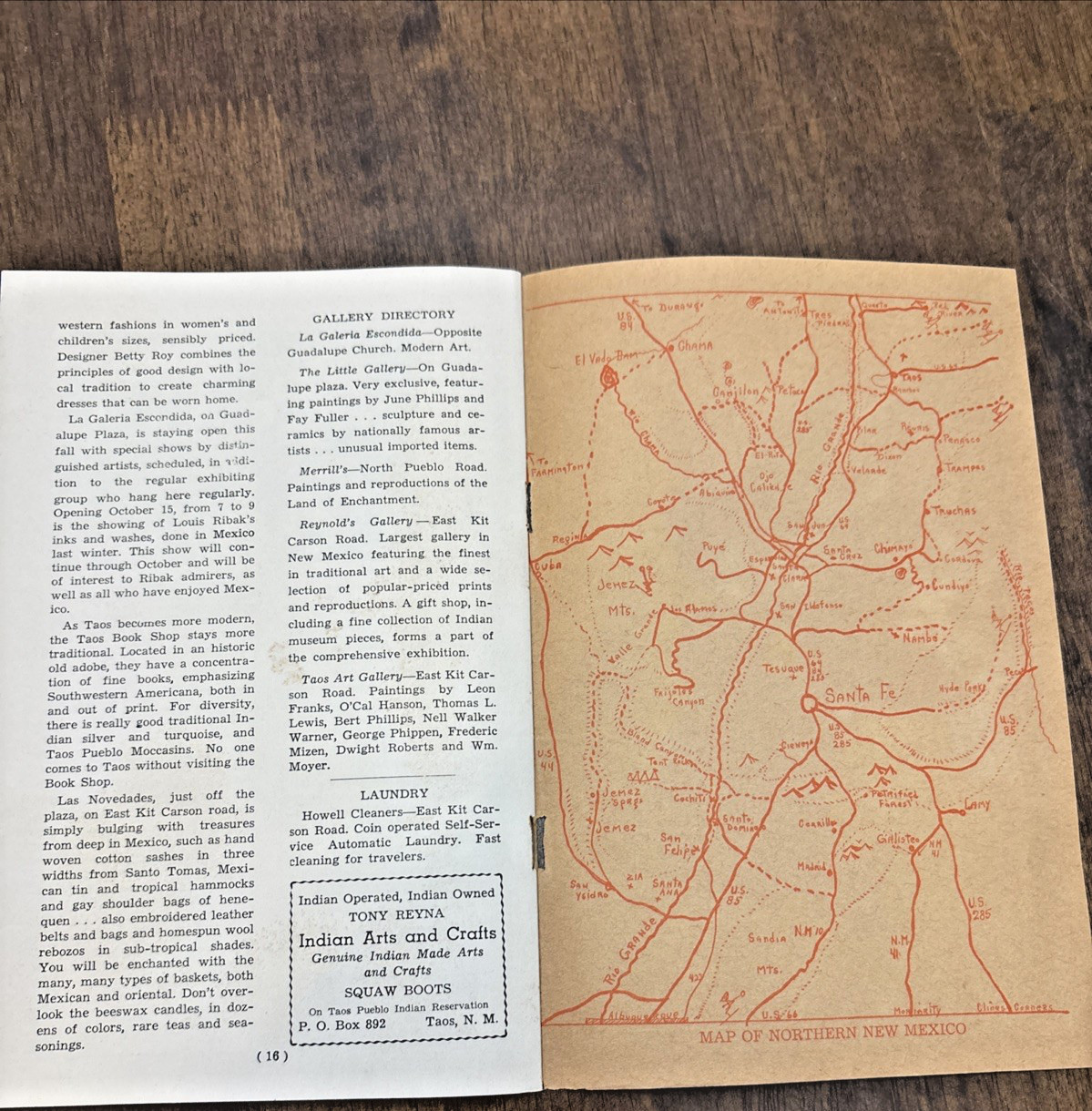1960 La Turista Santa Fe, Taos & Northern New Mexico NM Tourist Guide 18 Pages