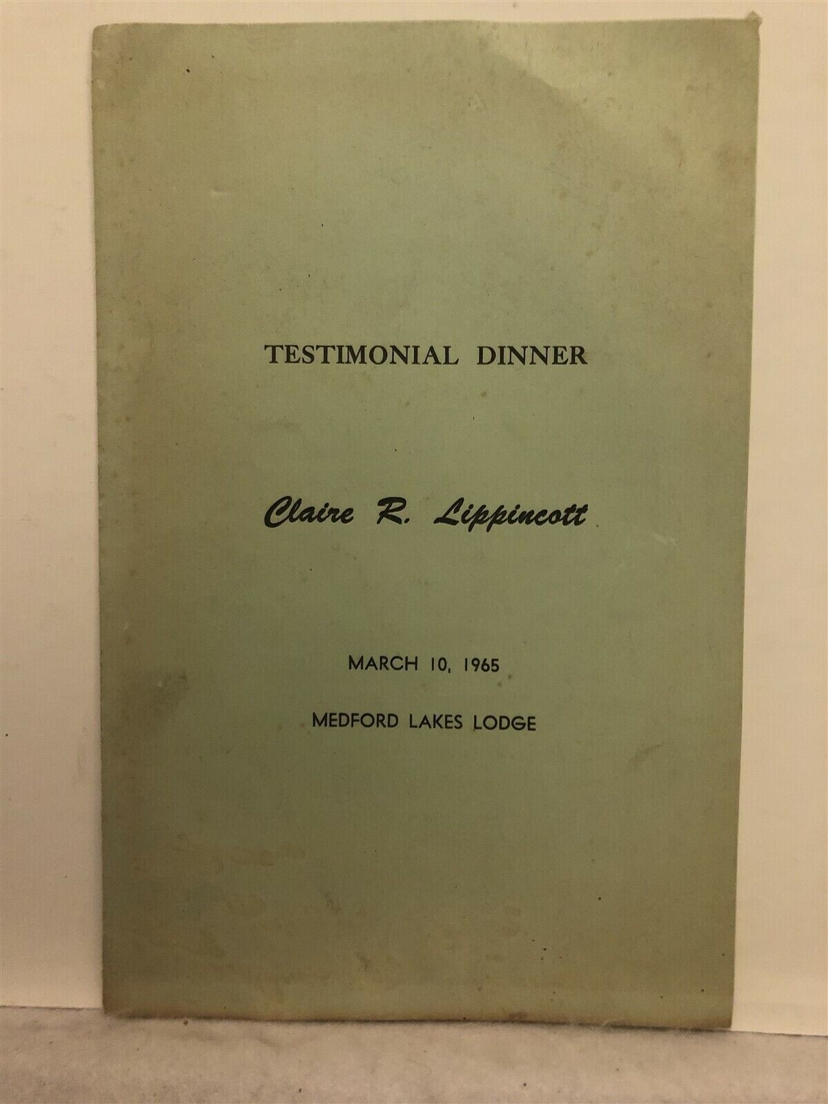 1965 Medford Lakes Lodge Burlington County Republicans Testimonial Dinner NJ Vtg