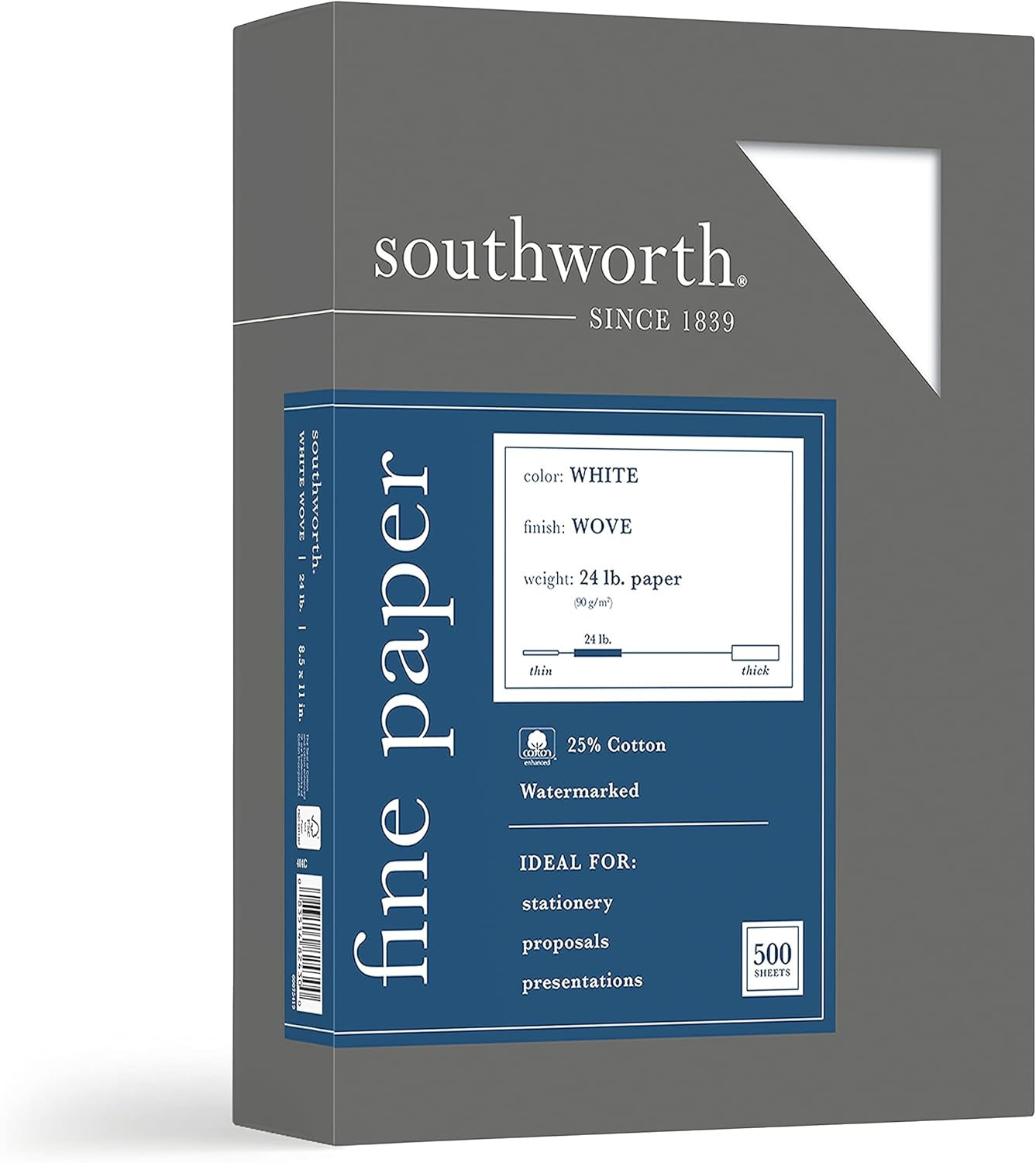 Southworth 404C 25% Cotton Business Paper White 24 Lbs. Wove 8-1/2 X 11 500/Box