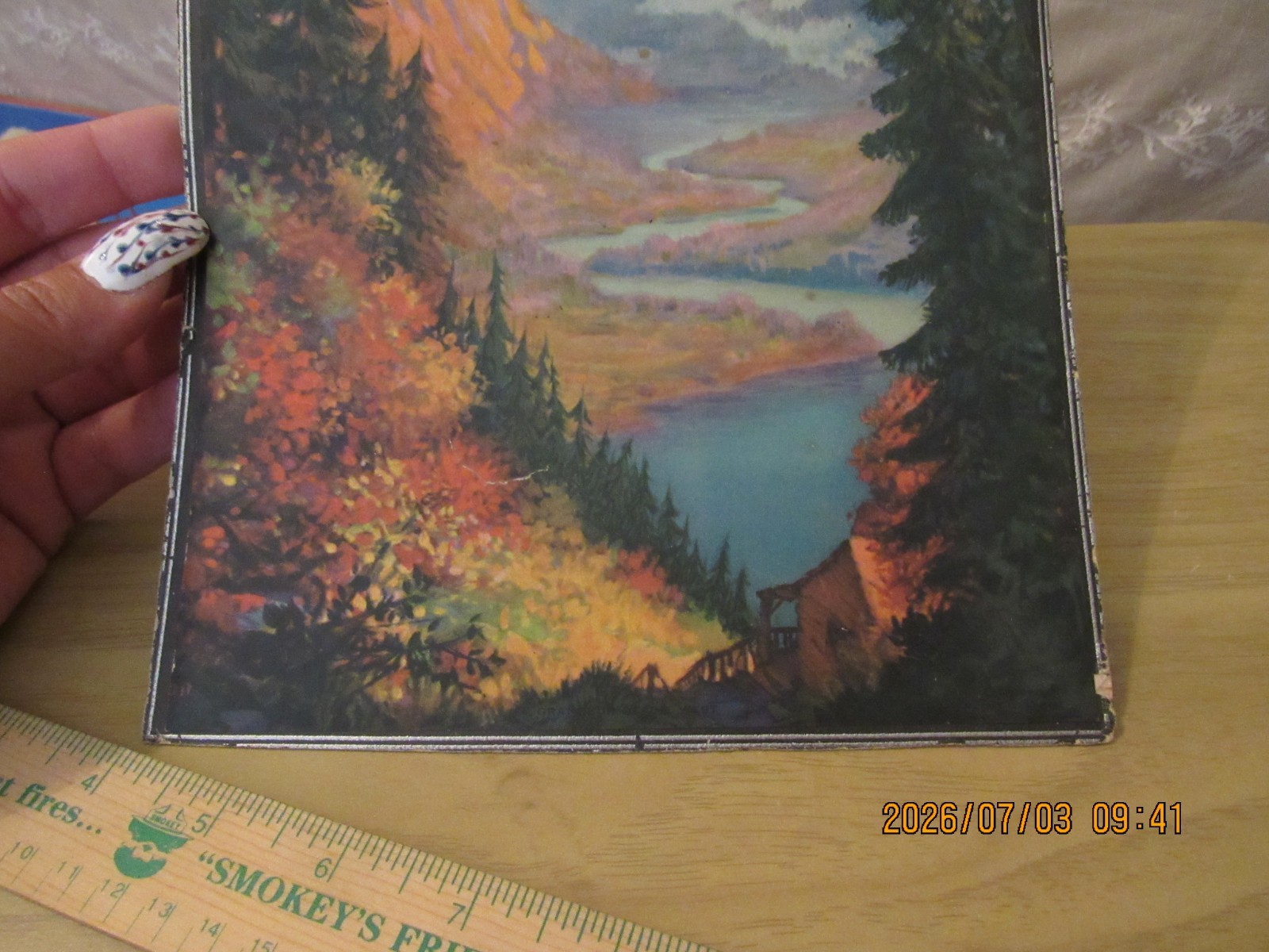 VTG Lithograph Stream Through the Hills