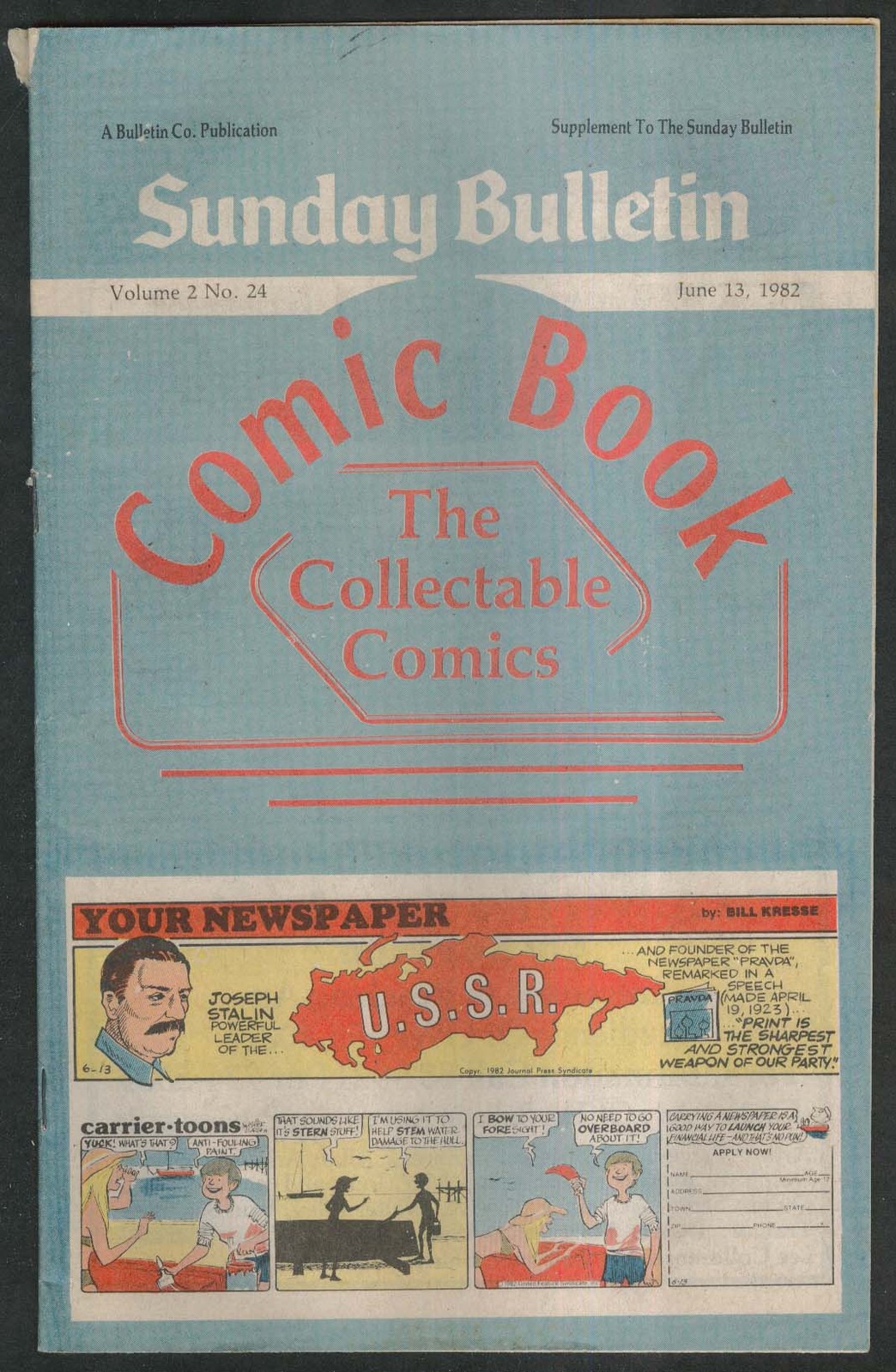Sunday Bulletin Comic Book V2n24 Peanuts Doonesbury Superman Star Trek/Wars 1982