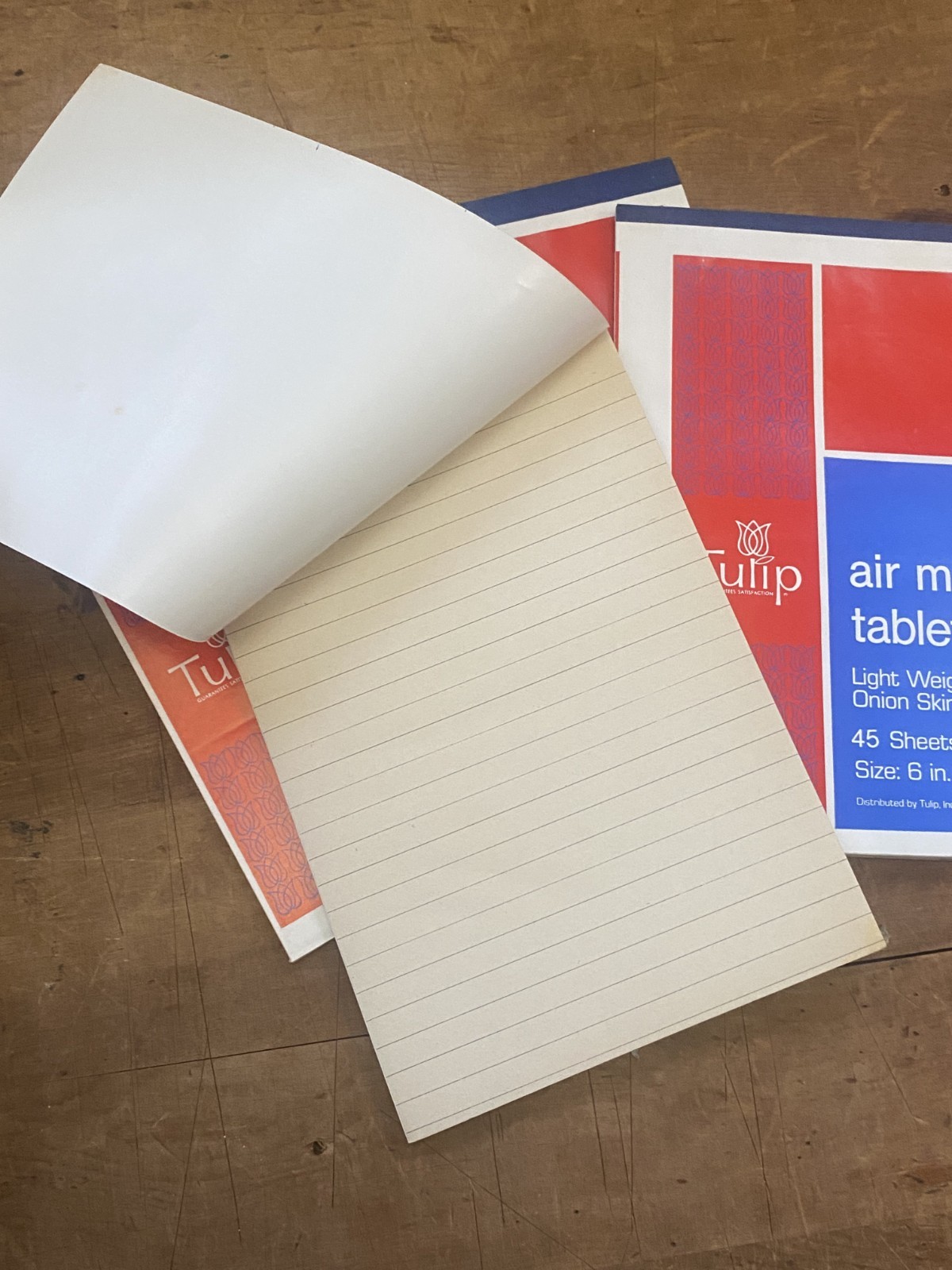 4 NOS Deadstock VTG 60’s TULIP Air Mail Onion Skin Paper Tablets, 180 Sheets