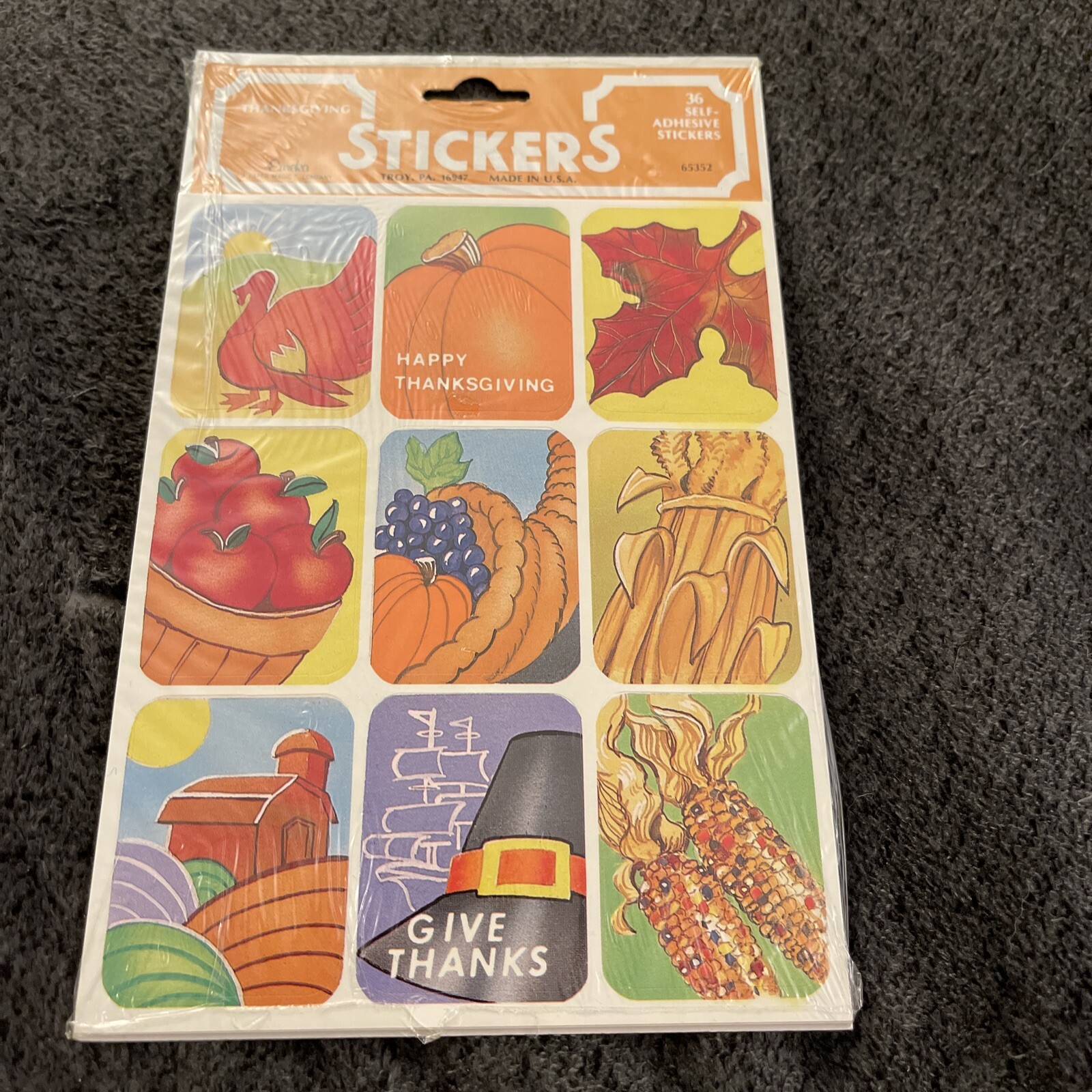 Pack Of 4 Sheets Stickers Eureka Thanksgiving Turkey Pumpkin Leaf J32