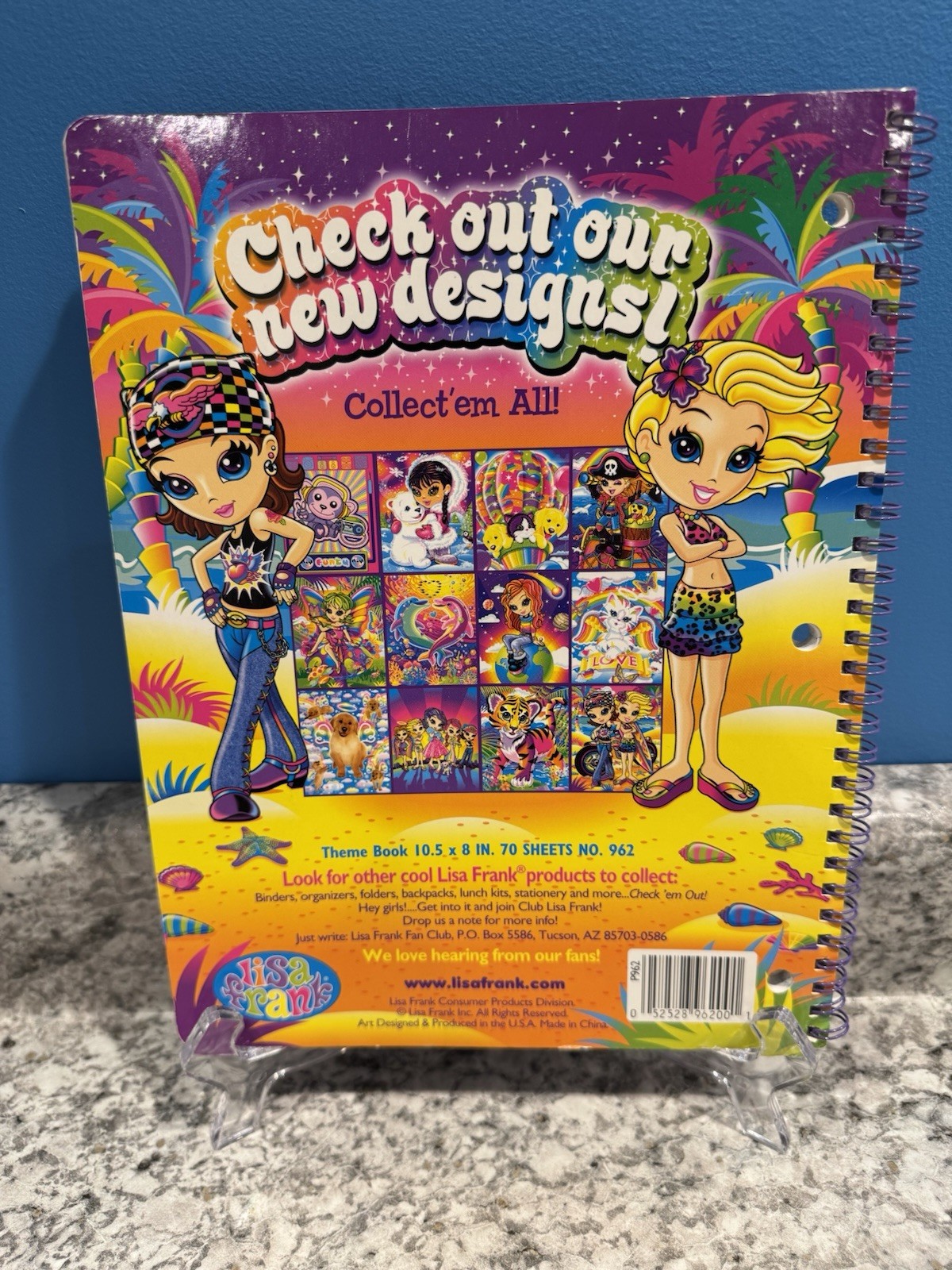 Vintage Lisa Frank Spiral Notebook Funky Monkey 10.5 x 8 Rainbow 68 Sheets Y2K