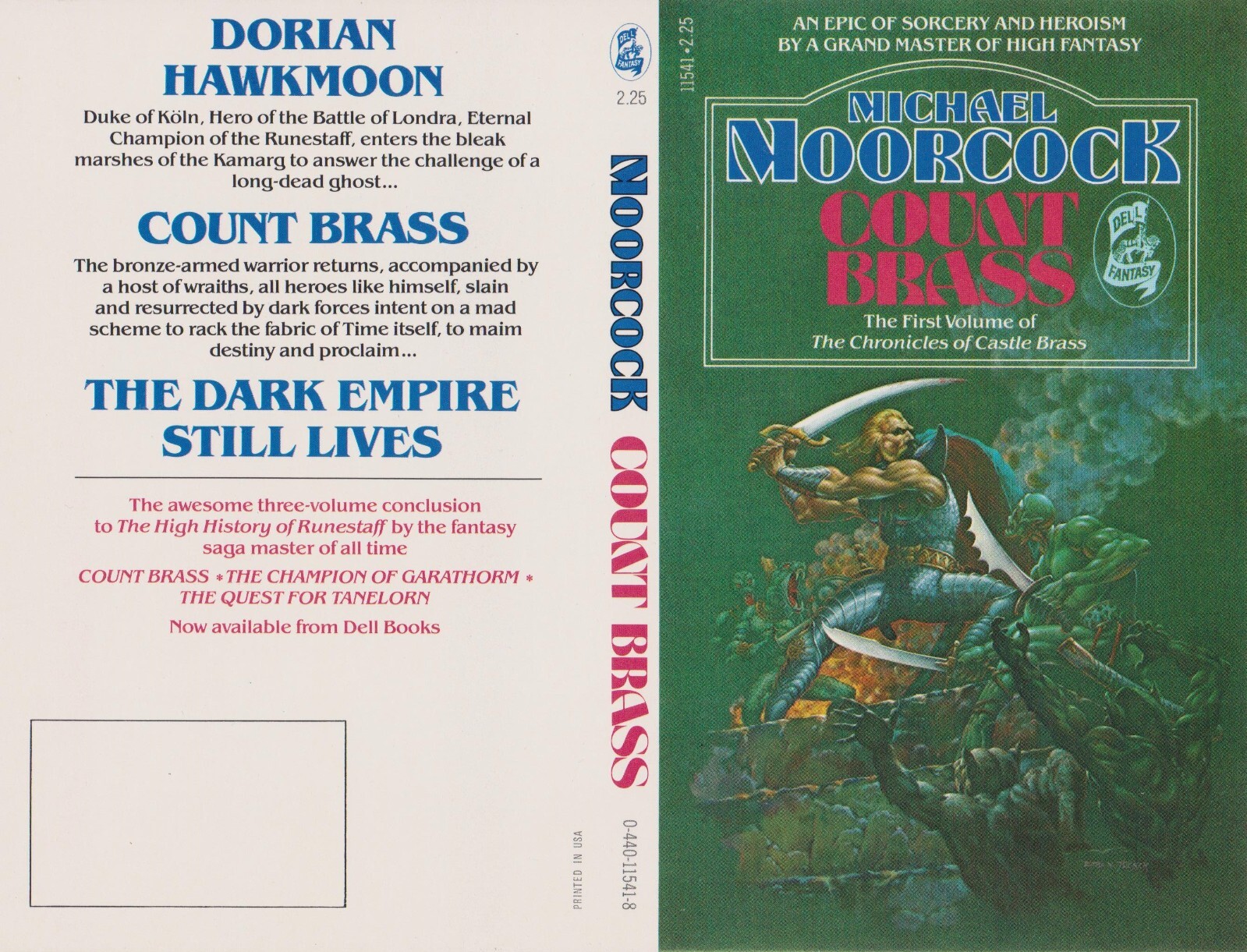 3 DELL SF PROMO PAPERBACK COVERS~MICHAEL MOORCOCK~COUNT BRASS~ETERNAL CHAMPION