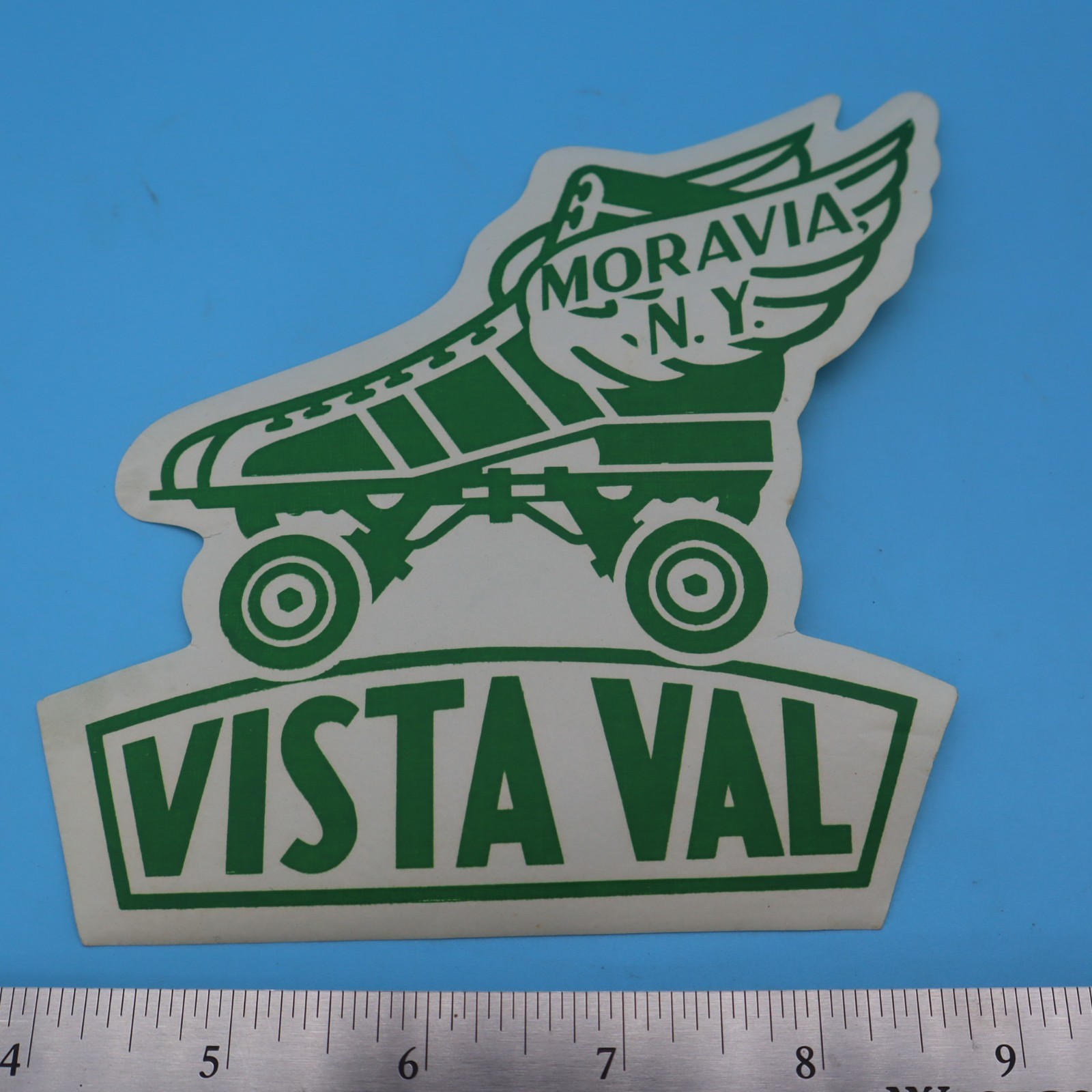 VISTA VAL MORAVIA NY – 1940s Vintage Roller Skating Rink Sticker Label Decal