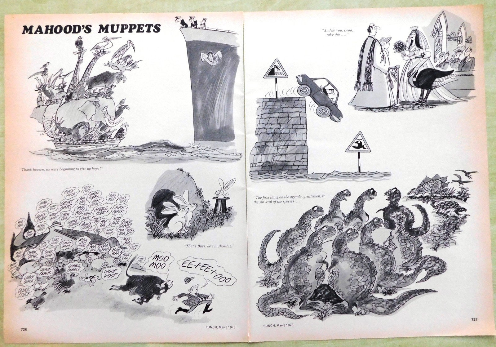 1978 Punch Cartoon “Mahood’s Muppets” Original 2-page MAHOOD Print Ephemera