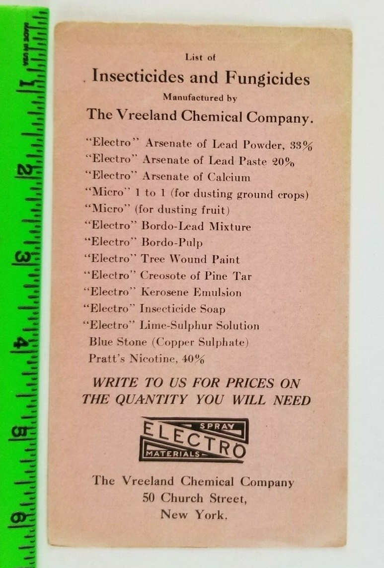 Vintage 1900’s Vreeland Chemical Fungicides Electro Pair Farming Paper Foldout
