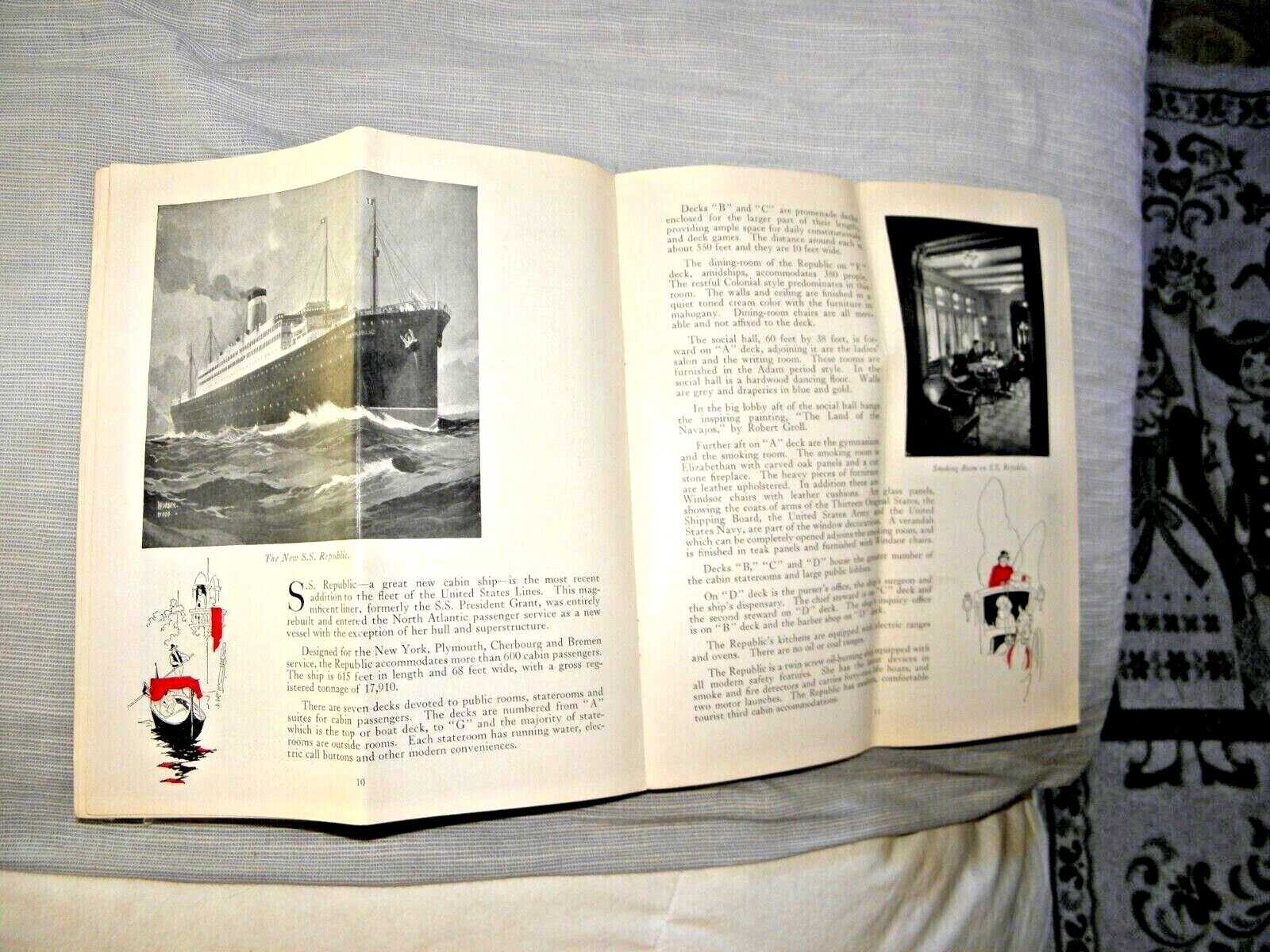 VINTAGE LOVELY PAMPHLETUNITED STATES LINES ALL SHIPS CRUISE ILLUSTRATED 1940’s