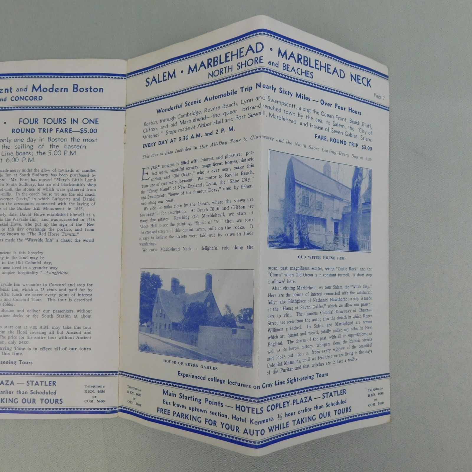 Vintage 1935 Gray Line Boston Sight Seeing Tour Travel Brochure USS Constitution
