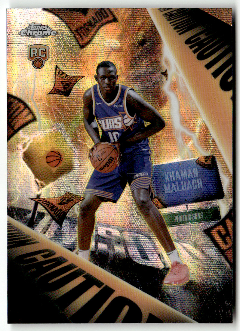 2025 Topps Chrome NBA AD-10 Khaman Maluach Rookie Caution Tornado SSP Case Hit