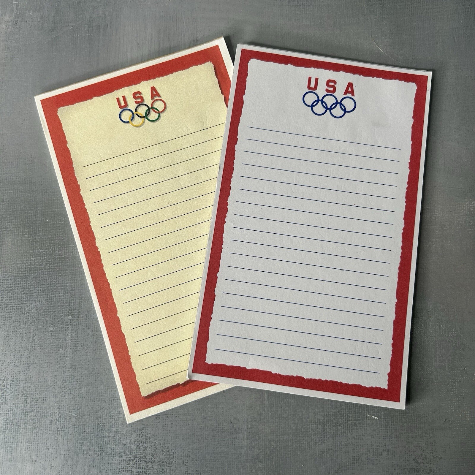 2 USA Olympics Team Rings Vintage Advertising Lined Paper Notepads 4¼ x 7″