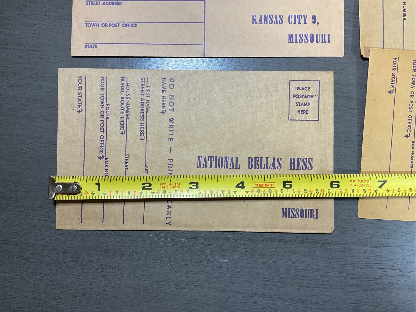 lot of 4 National Bellas Hess Return Mail Order Envelope 1950 Kansas City MO B36