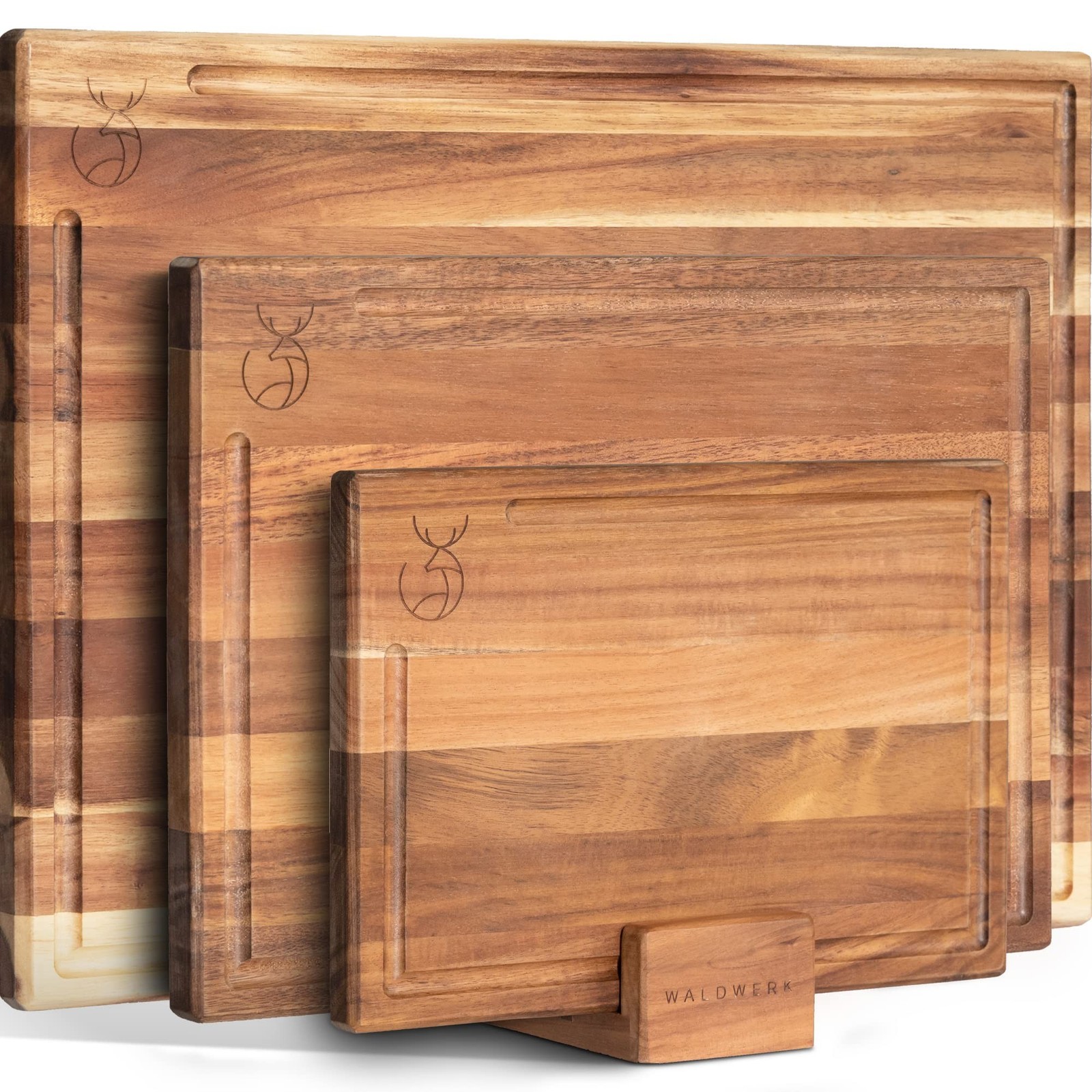 WALDWERK Cutting Board Set (15.75 x 12/13 x 9.5/10 x 7 in) out of Solid Acaci…