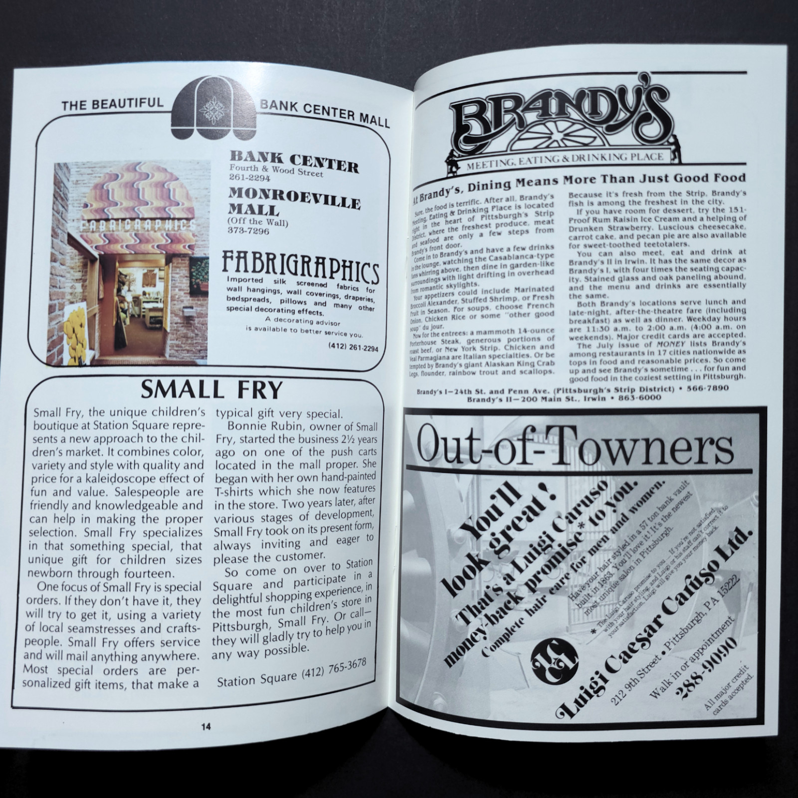 Pittsburgh Convention Visitors Guide Hotel Motel Travel Dining 1982 Booklet