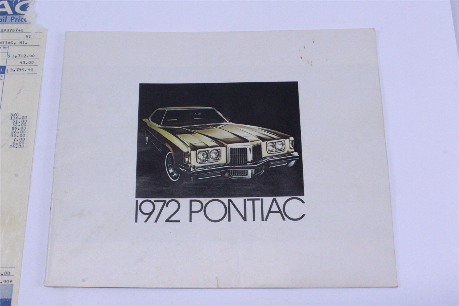1972 Pontiac Brochure & Original Window Sticker From 4 Door Sedan Catalina