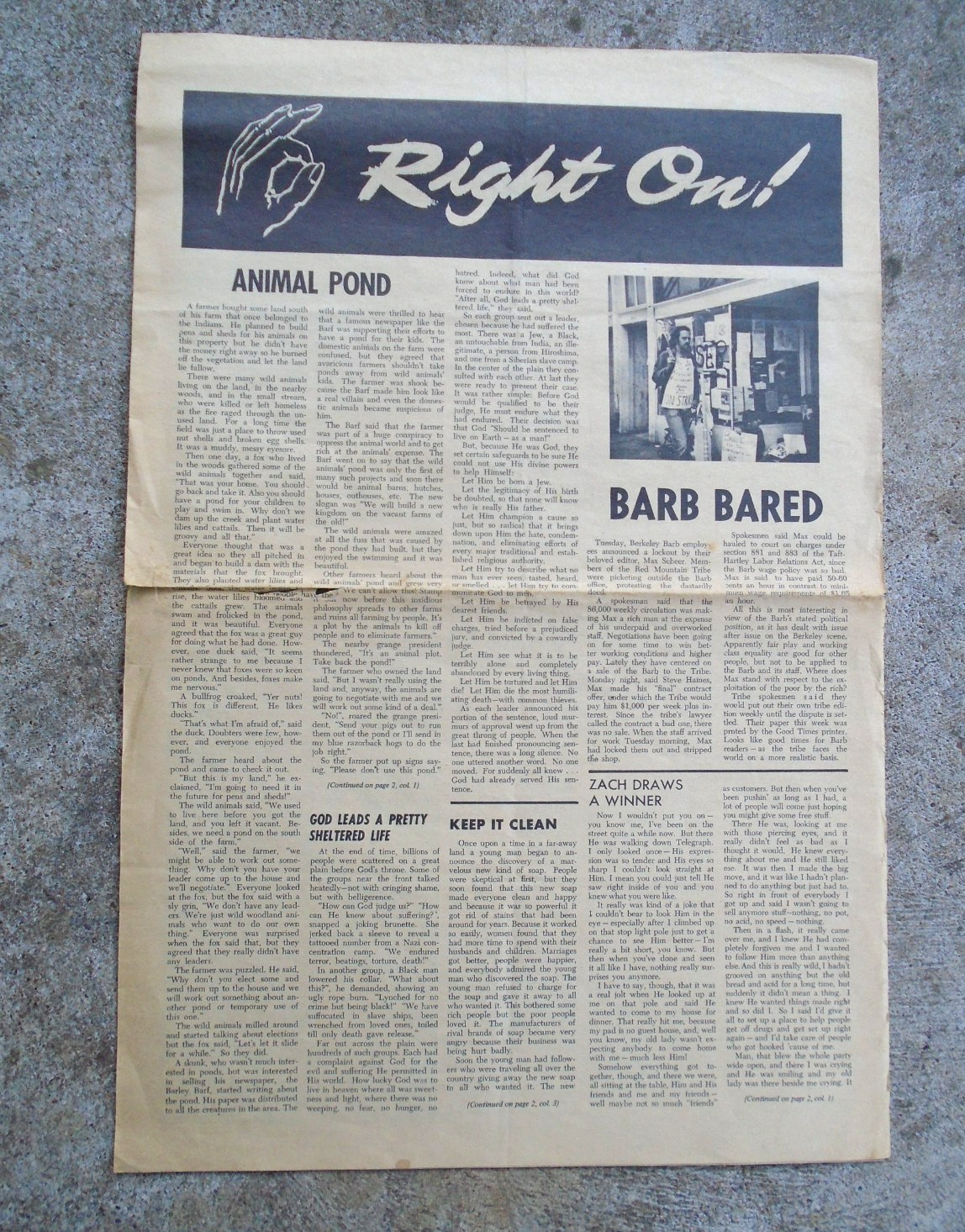 Berkeley, CA, 1970’s newspaper, Right On