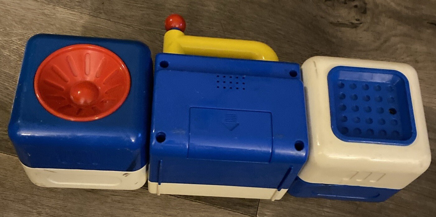 Nostalgic Red, White and Blue Nursery Rhymes Playing Toy Boom Box with Handle