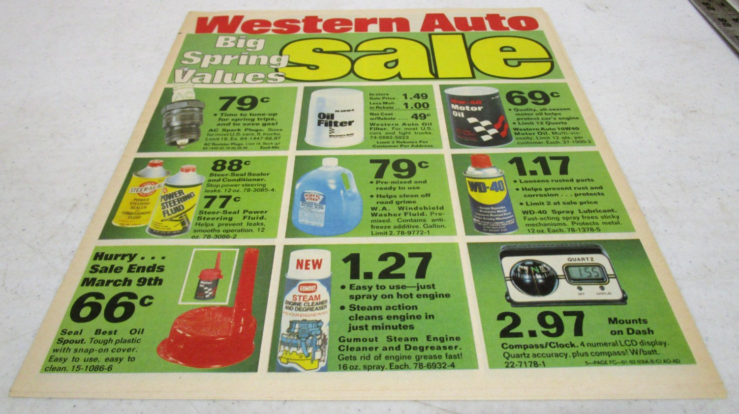 1985 VINTAGE 1980’s WESTERN AUTO STORE ADVERTISING SALES NEWSPAPER CATALOG