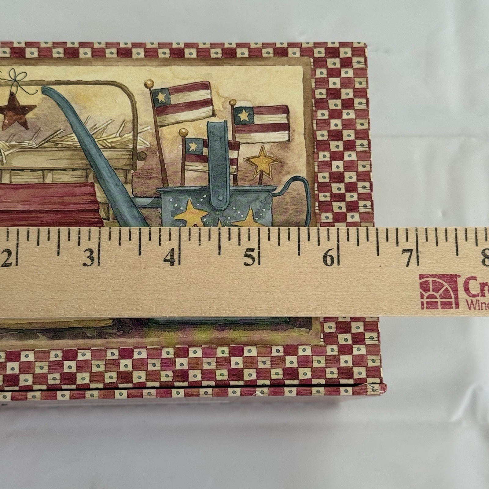 Vtg Diane Knott Art Recipe Box Dividers Patriotic Americana Folk Art Kitchen