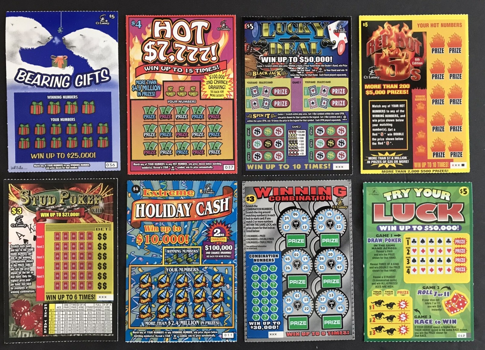 Connecticut Instant SV Lottery Tickets,1980s-early 2000s ,Lot LG-2,no cash value