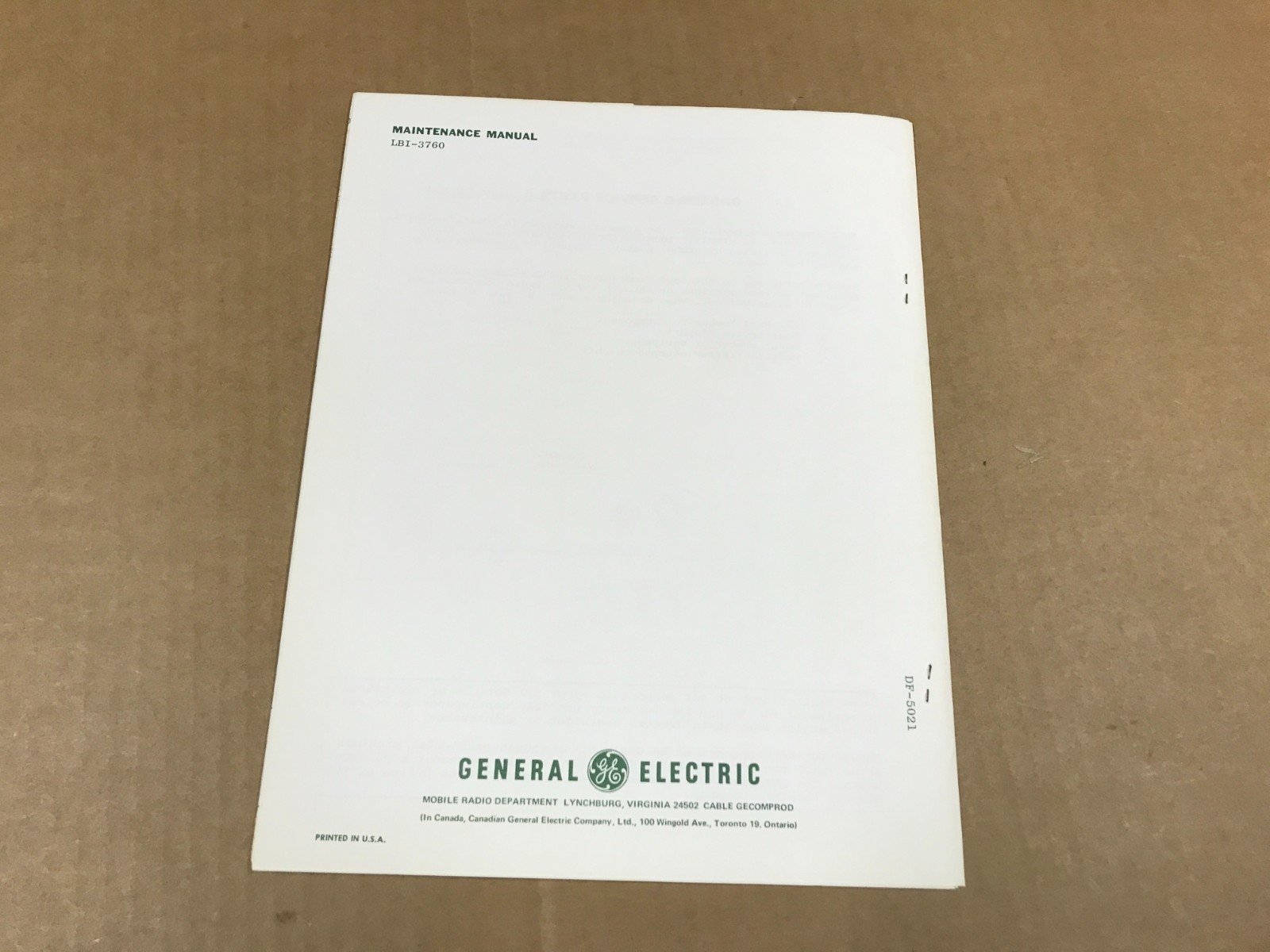 Vintage GE Datafile- Tone Decoder Models Type 99 EJ-12-A&B – Folder #5021