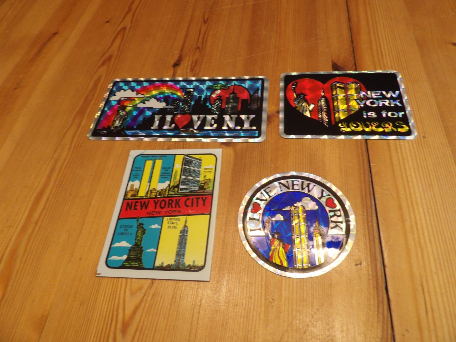 4 Vintage Stickers/Decals New York, 3 Prismatic for Lovers, I Love New York