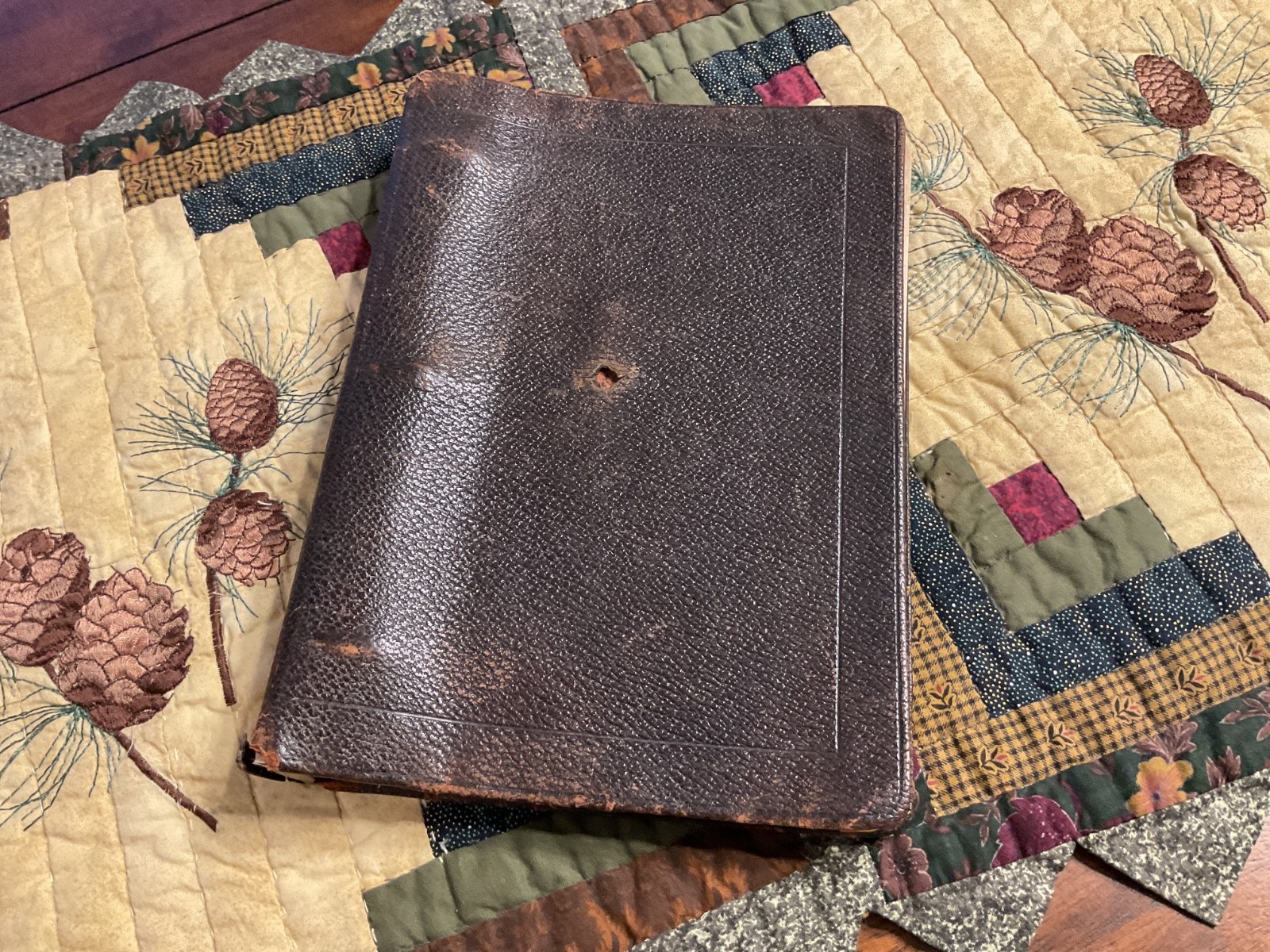 Early 1900’s Leather Bound Loose Leaf Ring Binder Ledger Notebook, Blank Pages