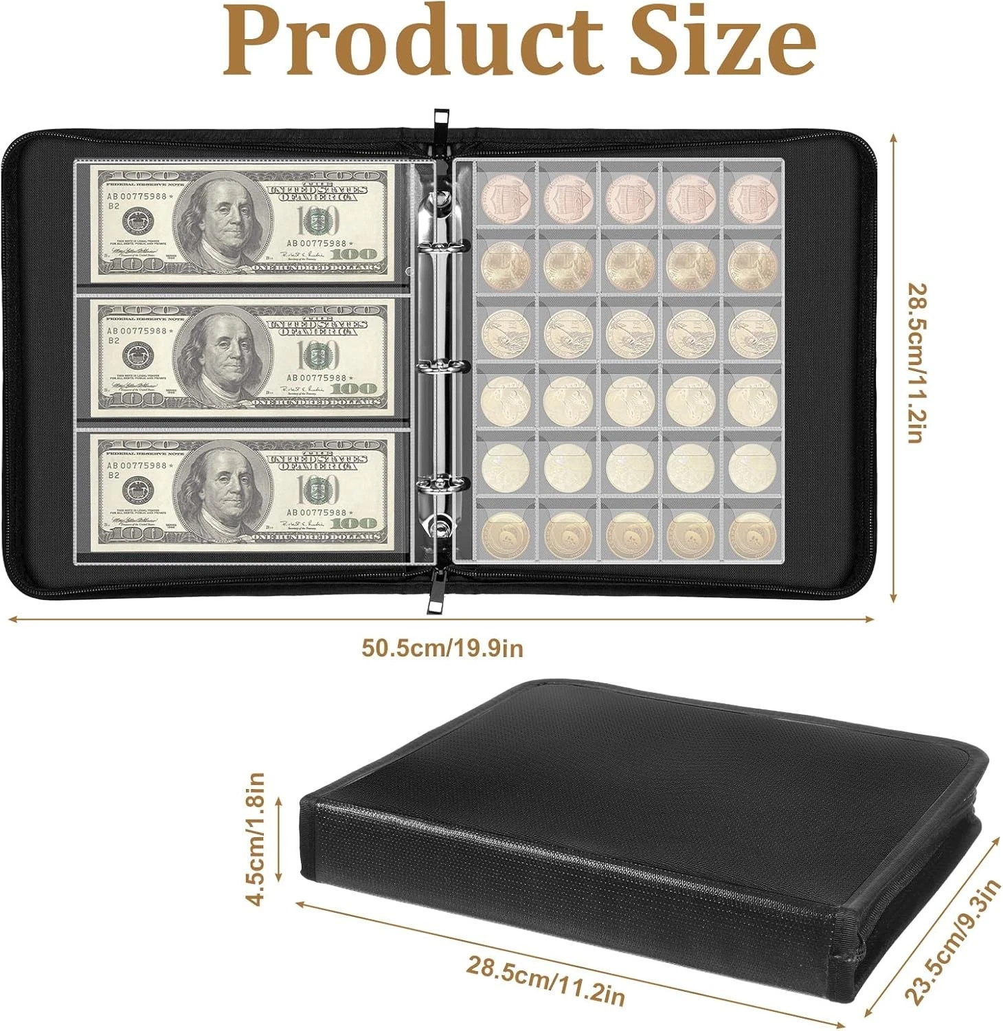 Coin Collection Book Album Holder for Collector 400 Coin & 36 Paper Money Pocket