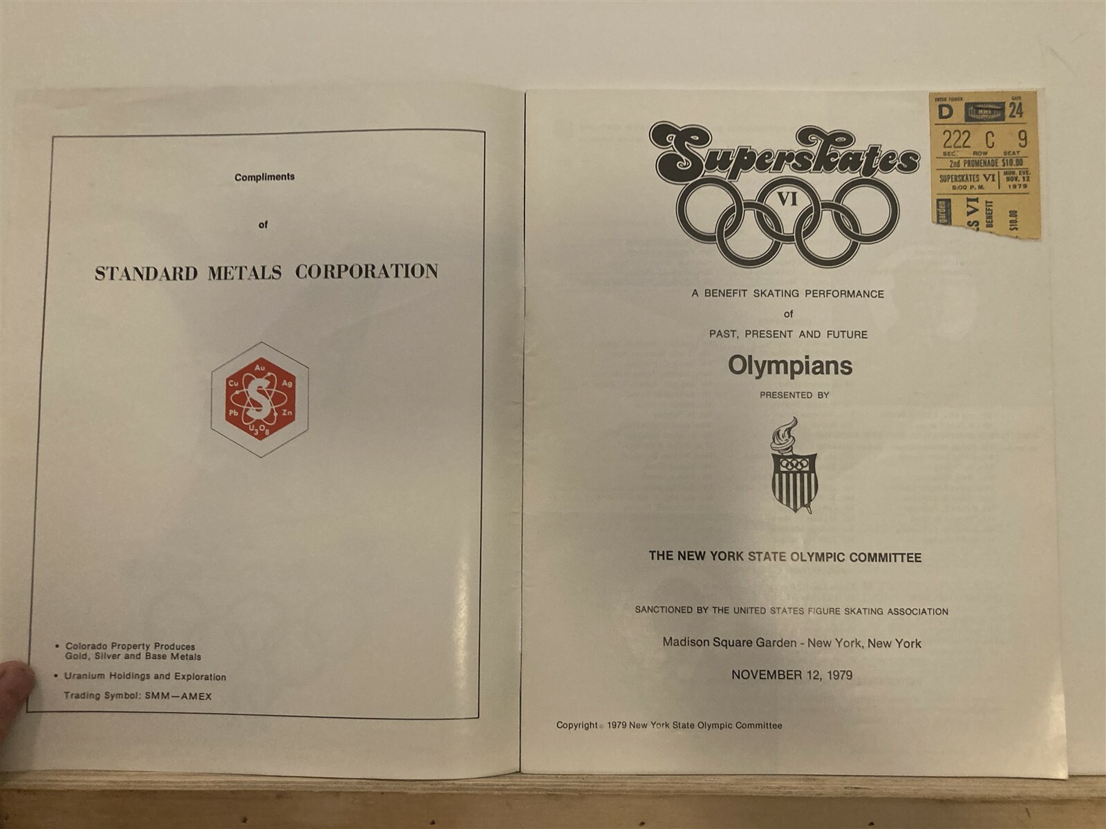1979 Olympic Superskates Ice Skating Madison Square Garden NY Program Ticket Vtg