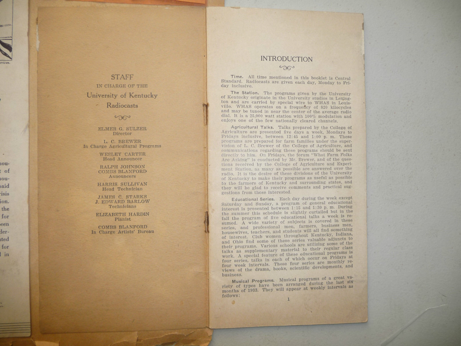 UNIVERSITY OF KENTUCKY RADIO PROGRAMS 1933 VEVAY INDIANA NRA CARD JOLIET IL