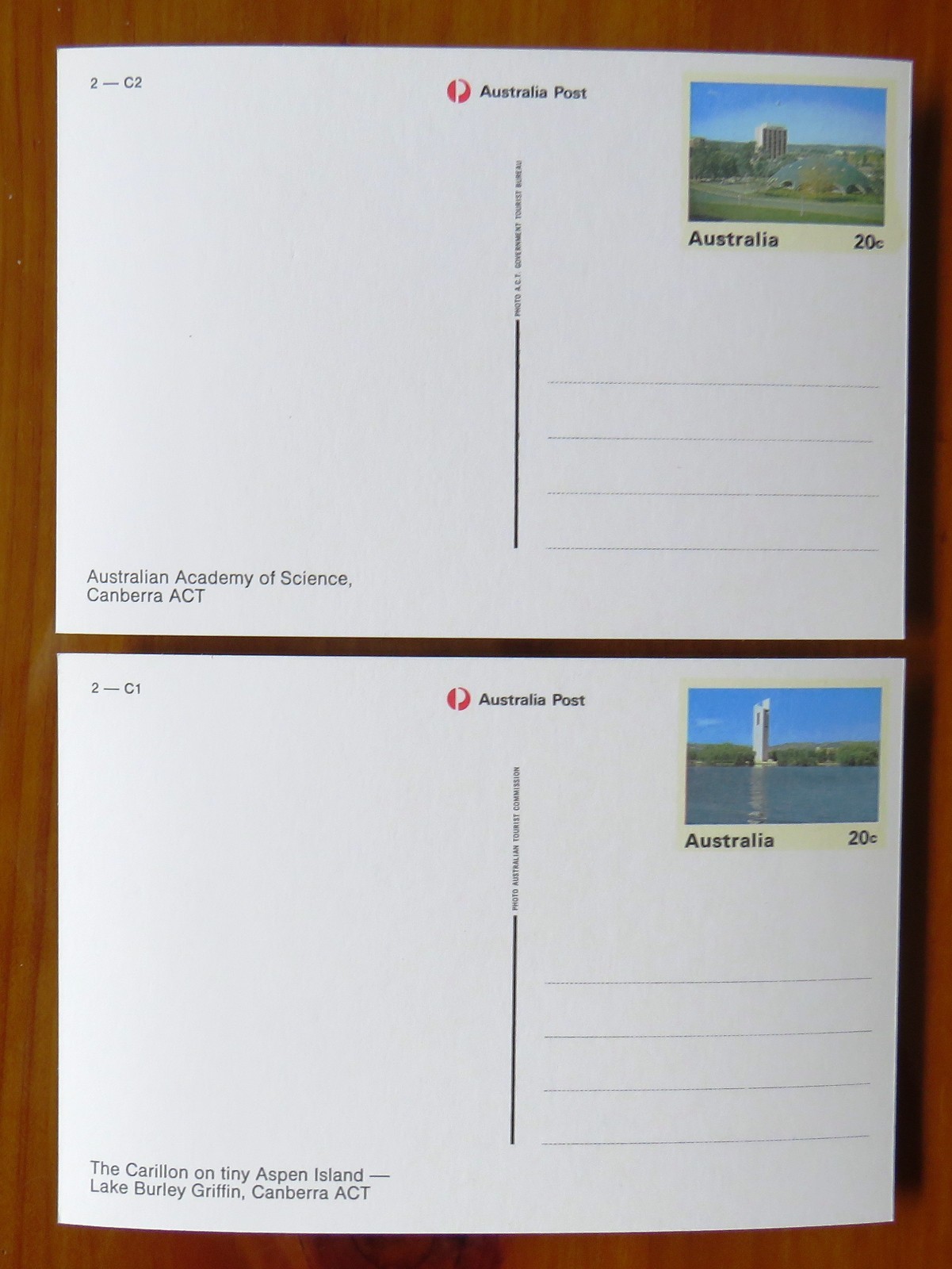 1978 Australia Post Un-Used Stamped Postcards: CANBERRA SCENES (Set of 2)