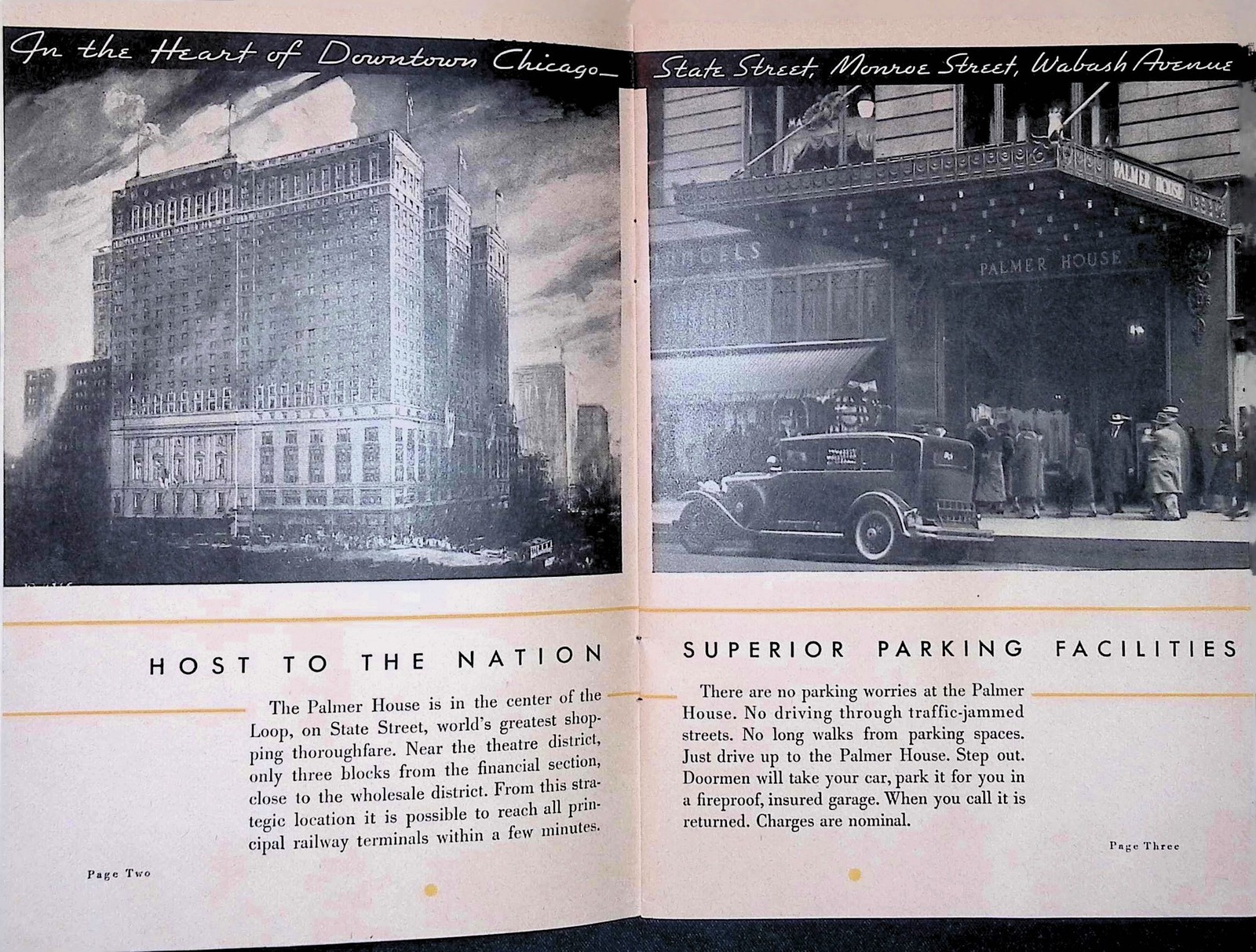 1930s Palmer House Chicago Hotel Brochure Art Deco State St. Vintage