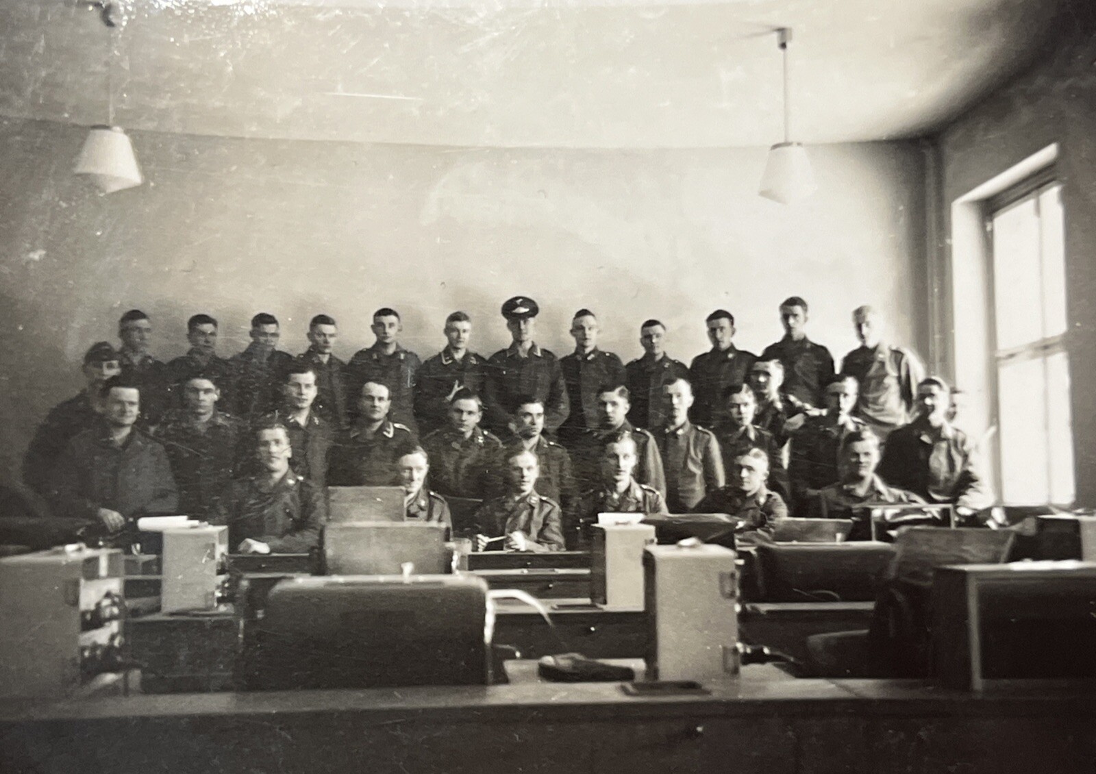 WW2 WWII Original German Military wartime Photo Soldiers Lined Up In Office