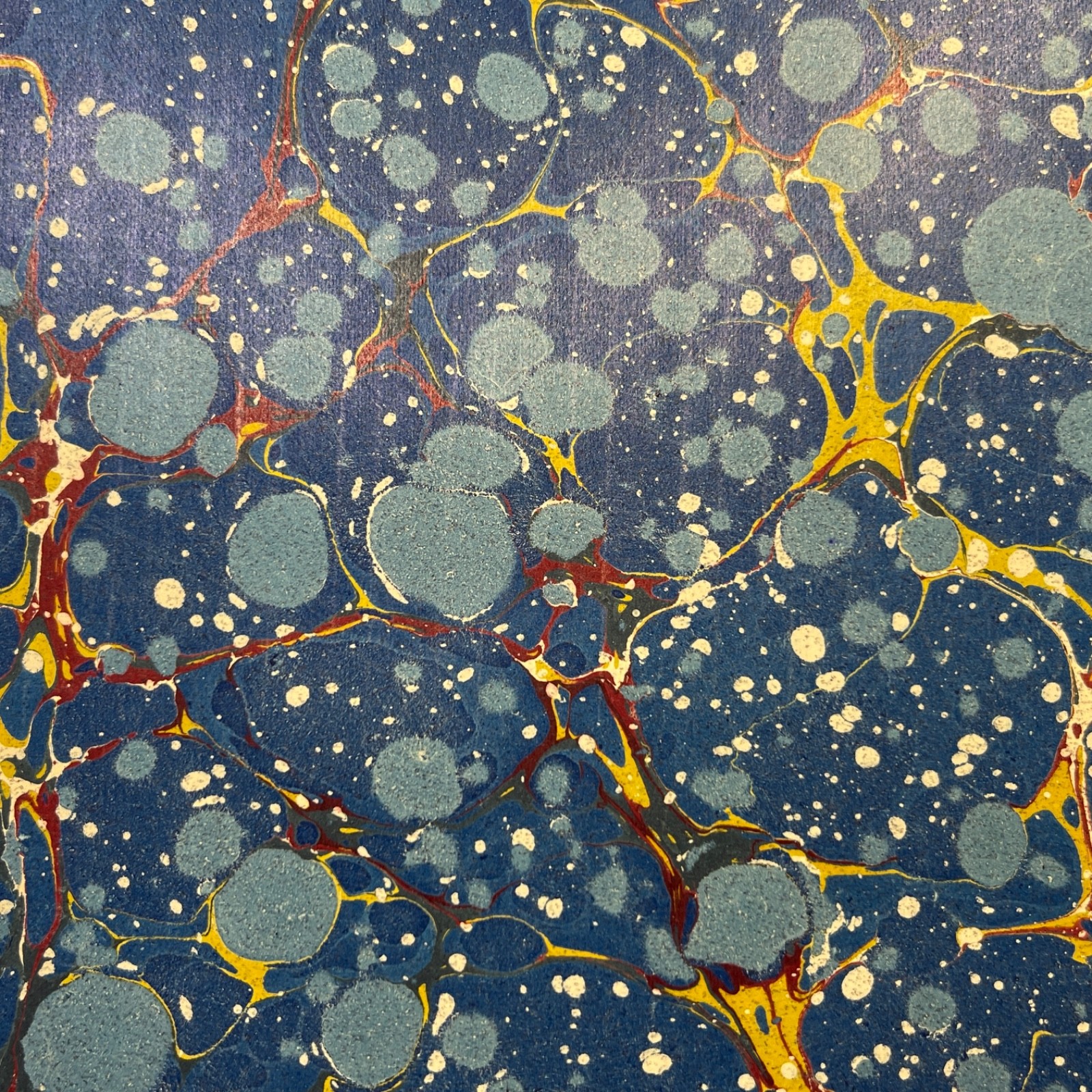 Antique Marbled End Papers Bookbinding Blue Yellow Red Lot of 3