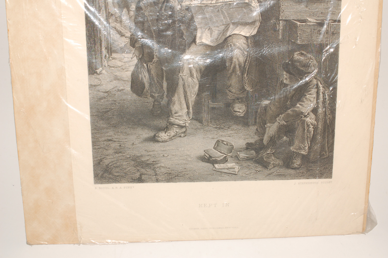 “Kept In” Engraving 1880’s Hess Publishing New York – Excellent Condition
