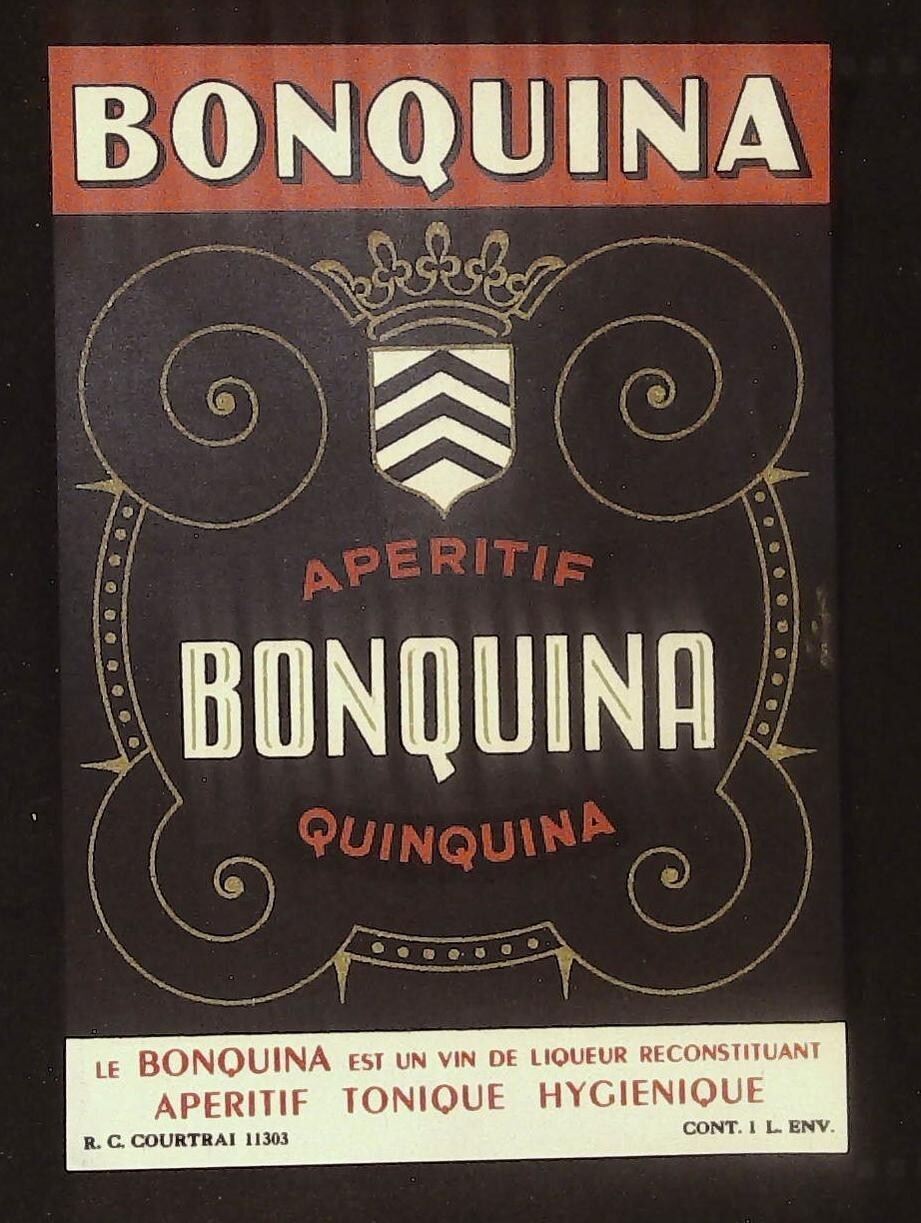 Bonquina Aperitif French Wine Vintage Liquor Label