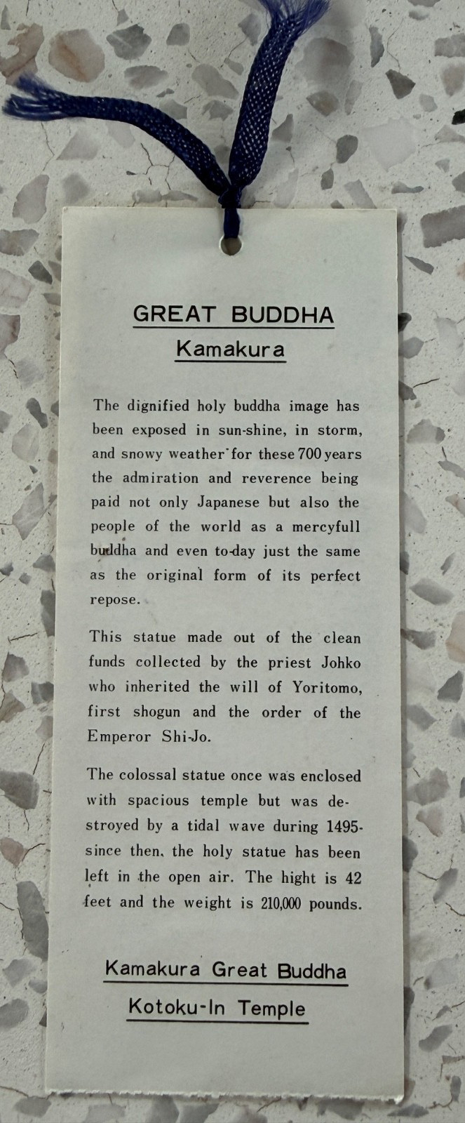 Vintage 1960’s Buddha Kamakura – Kotoku-In Temple (Kamakura Japan) – Bookmark