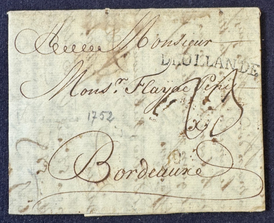 Holland – Letter From Rotterdam To Bordeaux / 1752 / Mark D’Holland