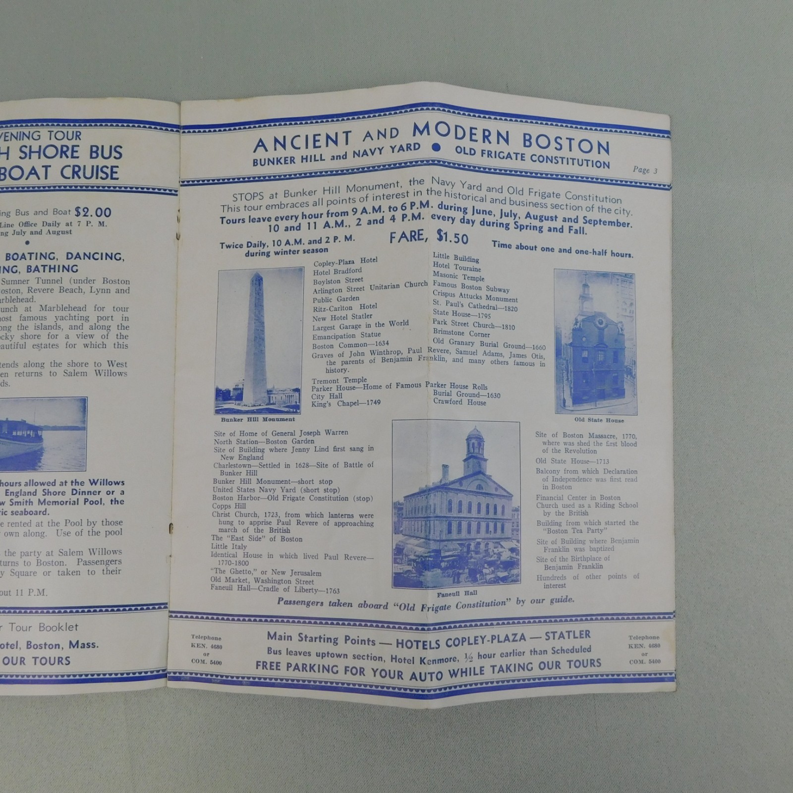 Vintage 1935 Gray Line Boston Sight Seeing Tour Travel Brochure USS Constitution