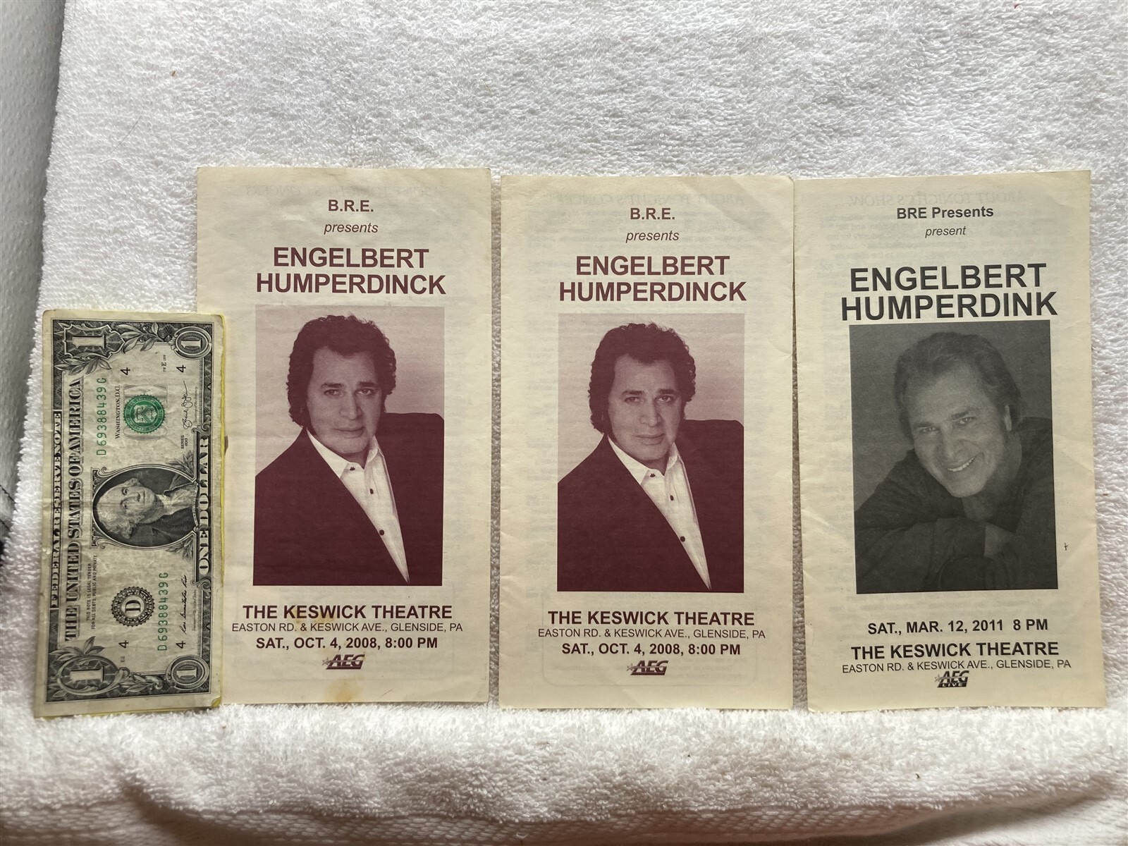 2008 2011 Engelbert Humperdink Keswick Theatre Glenside PA Programs Vtg