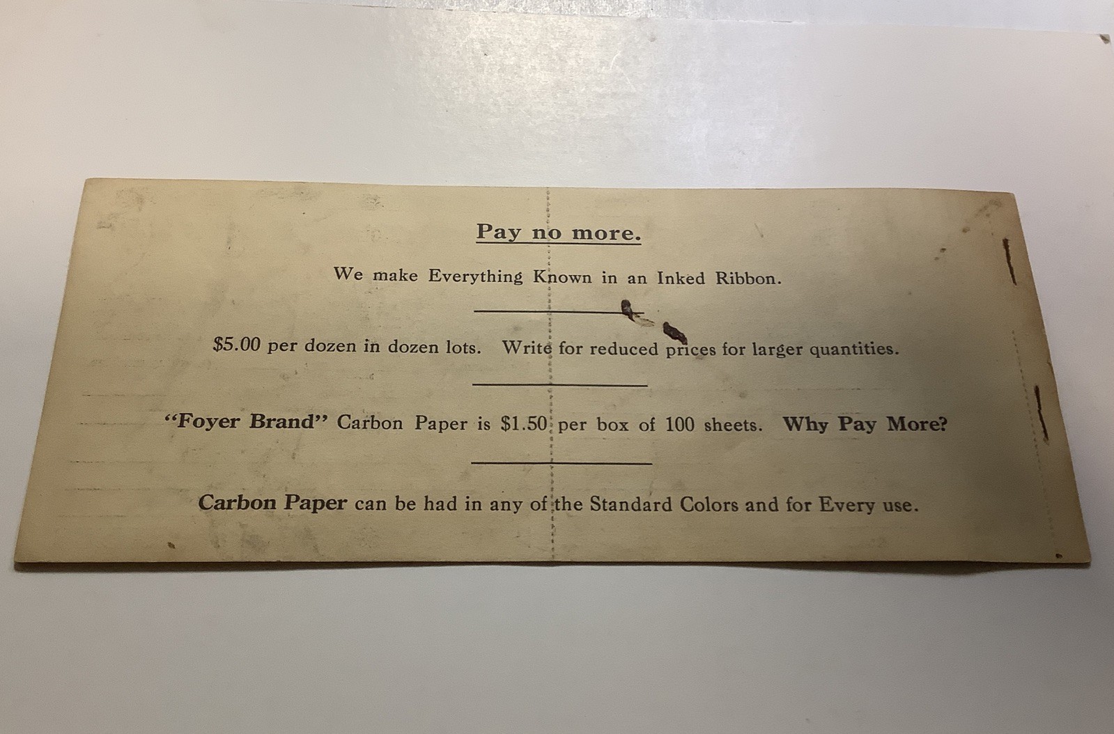 Vtg Coupons Carbon Paper Typewriter Ribbons Chas A Foyer & Co Cleveland-FREE SHP