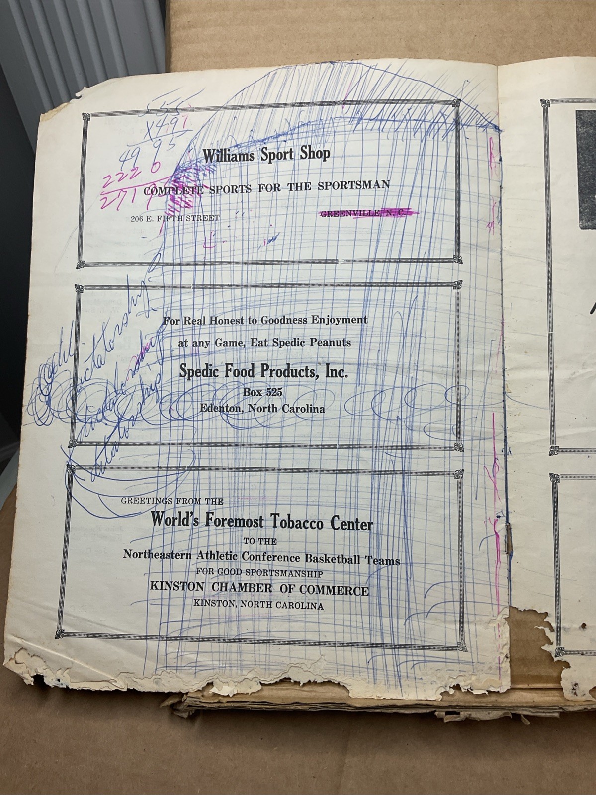 1 Mar 1952 Basketball Tournament East Carolina College Greenville Nc B65