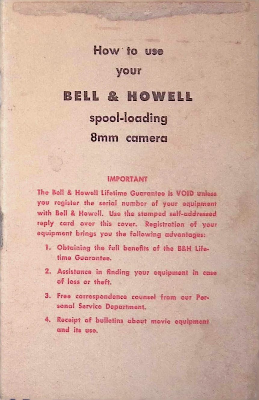 Bell Howell 8mm Camera Manual Companion Sportster Tri-Lens 8 1950s Instructions