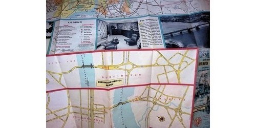 Burlington County Bridge Brochure & Road Map NJ 1960s Tacony-Palmyra/Bristol