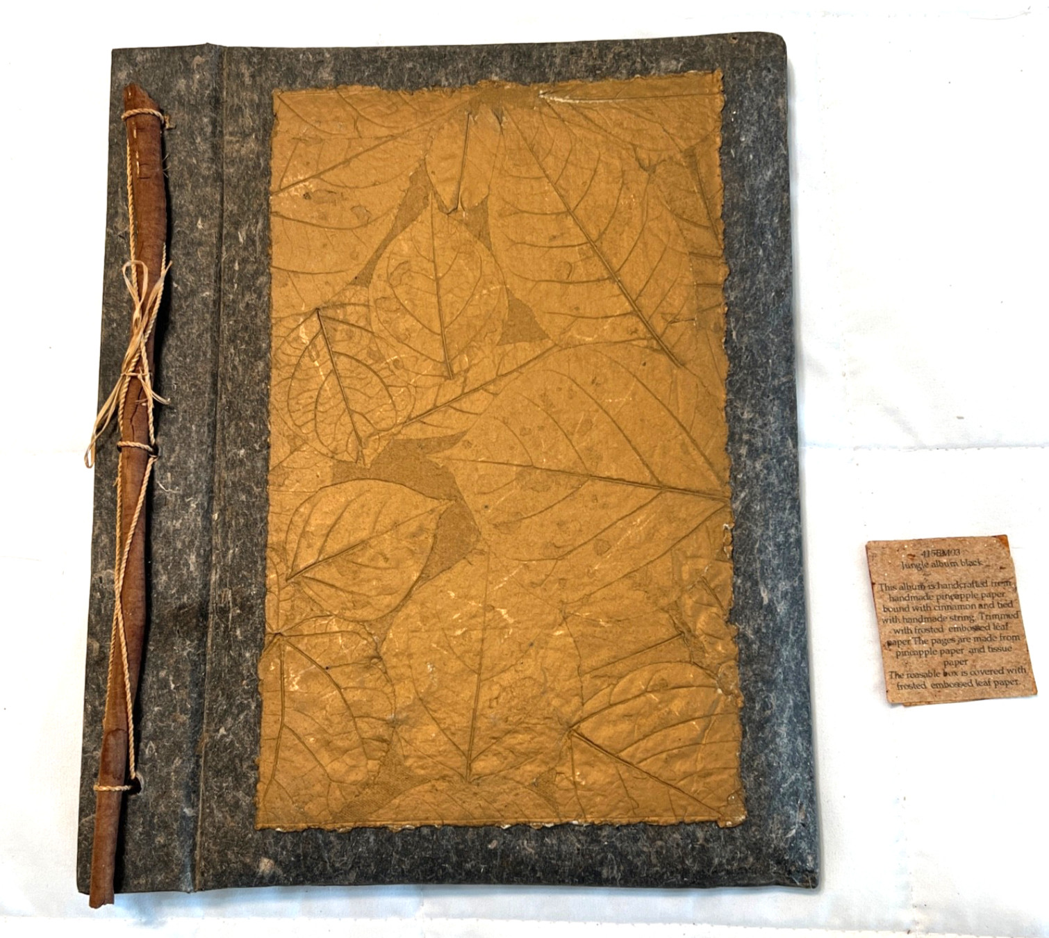 Handmade Pineapple Paper Photo Album Junk Journal Leaf Embossed Scrapbook 9×11″