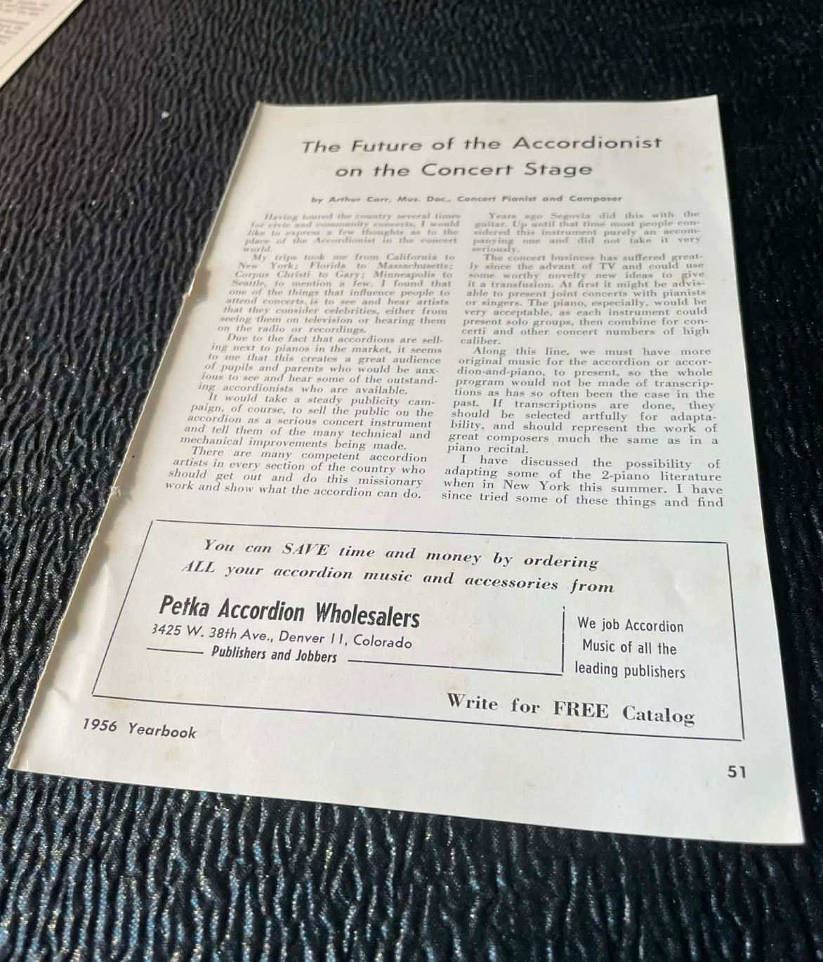 Future Accordionist Concert Stage Arthur Carr Article 1956 Accordion World Mag