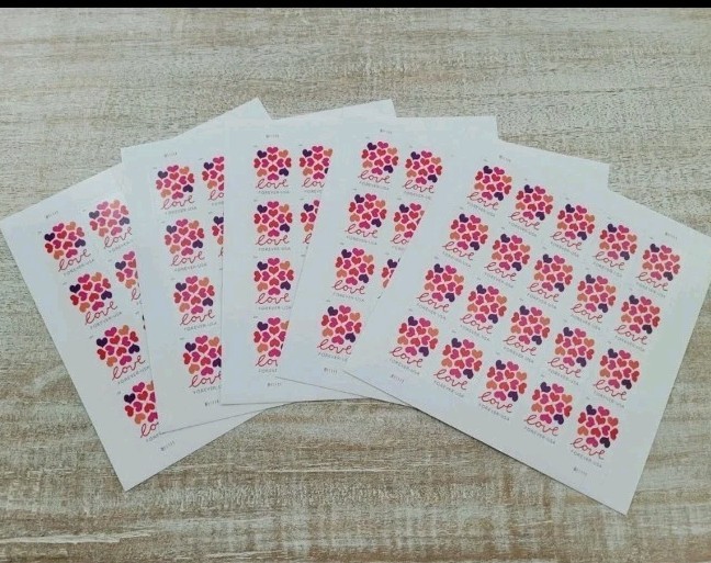 10 Sheets – Love HEART Blossom – first class postage – 200 Pieces Total